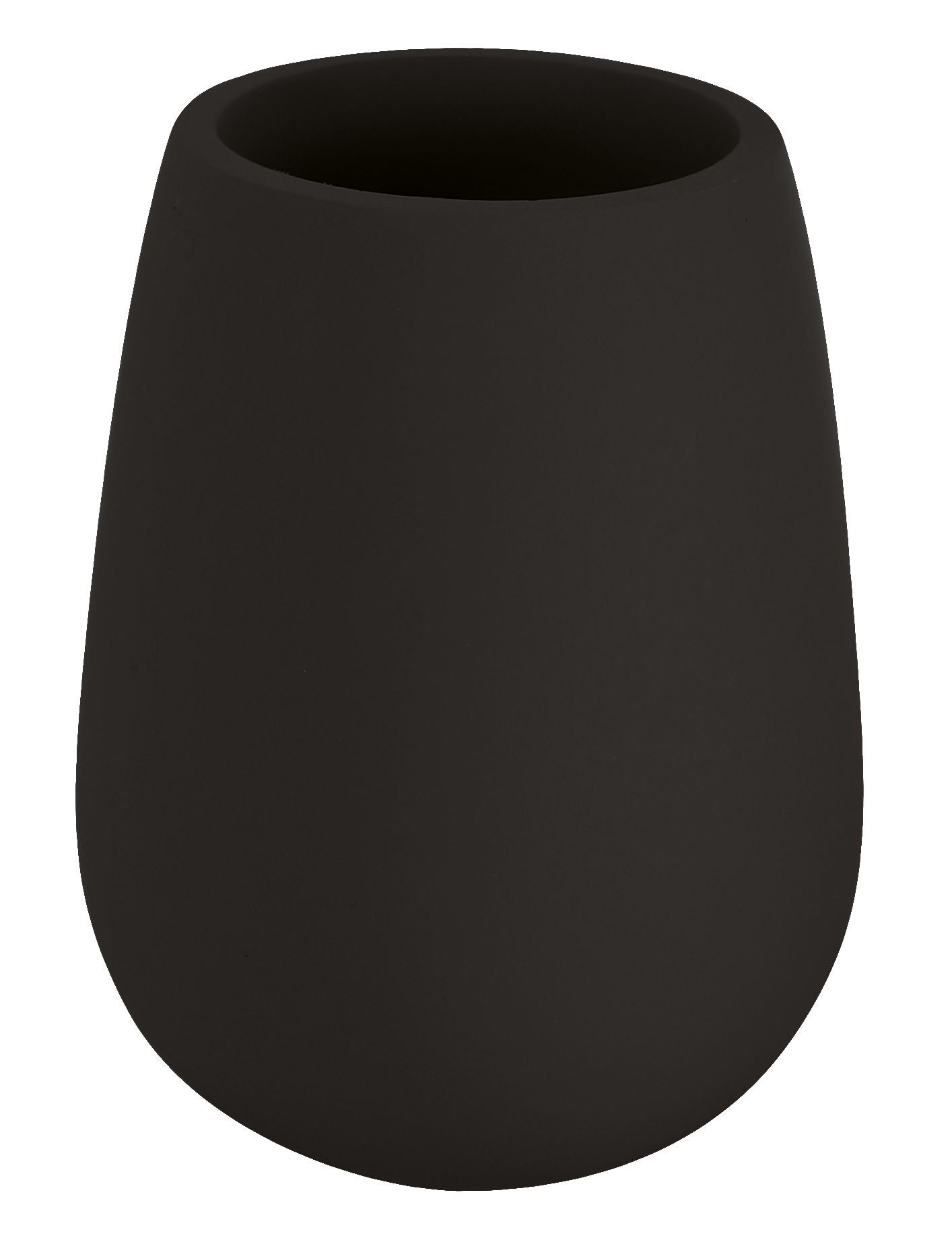 Schwarzer, mattierter Zahnputzbecher aus Keramik in konischer Form
