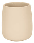 Beiger, zylindrischer Zahnputzbecher aus Keramik mit matter Oberfläche