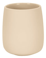 Der Zahnputzbecher ECLIPSE in Sandbeige steht freistehend vor weißem Hintergrund.