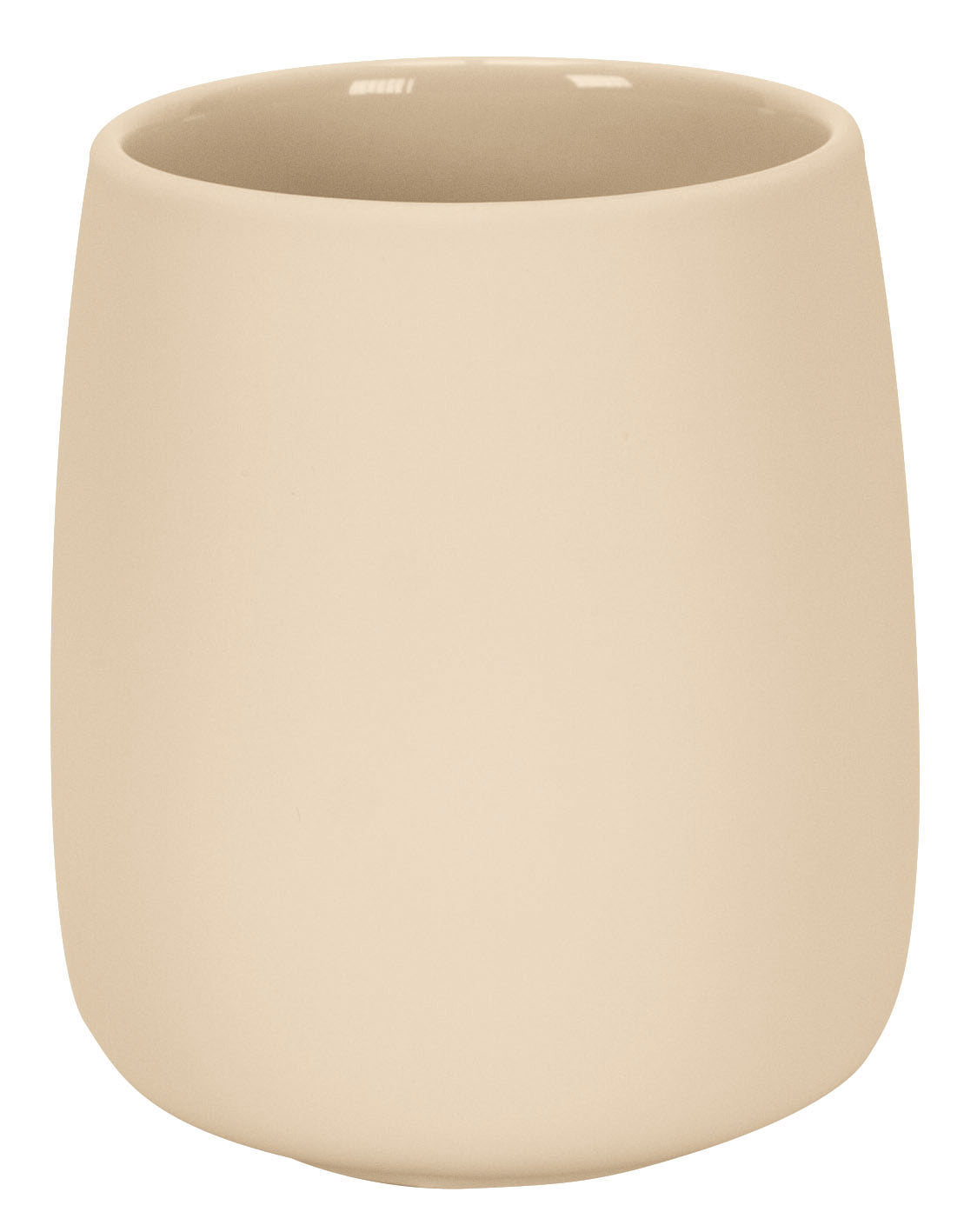 Der Zahnputzbecher ECLIPSE in Sandbeige steht freistehend vor weißem Hintergrund.