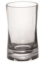 Transparenter Zahnputzbecher aus dickwandigem Glas mit rundem Boden