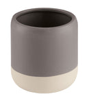 Zylindrischer Zahnputzbecher aus Keramik in Grau-Beige zweifarbig