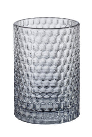 Zahnputzbecher MELUA Anthrazit als transparenter Becher mit strukturierter Oberfläche aus Glas.
