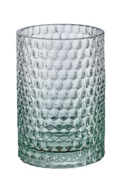 Zahnputzbecher MELUA Maledivia aus strukturiertem Glas in zylindrischer Form steht freigestellt.