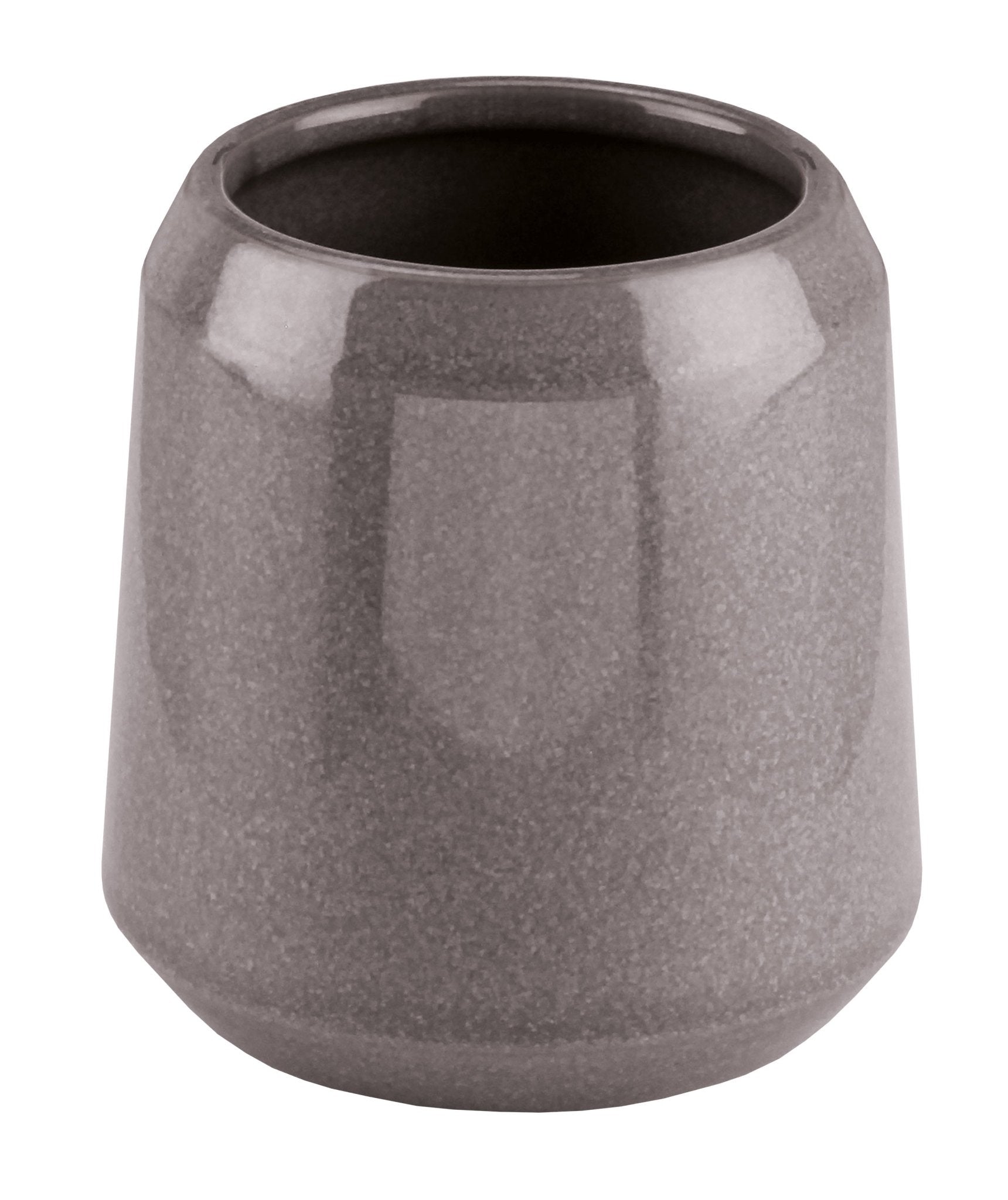 Zahnputzbecher MYSTIC Anthrazit steht als grauer Becher frei auf hellem Hintergrund.