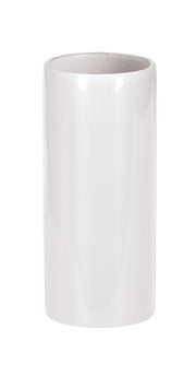 Zahnputzbecher PUR SHINY Schneeweiß steht als glänzender, zylindrischer Becher vor weißem Hintergrund.