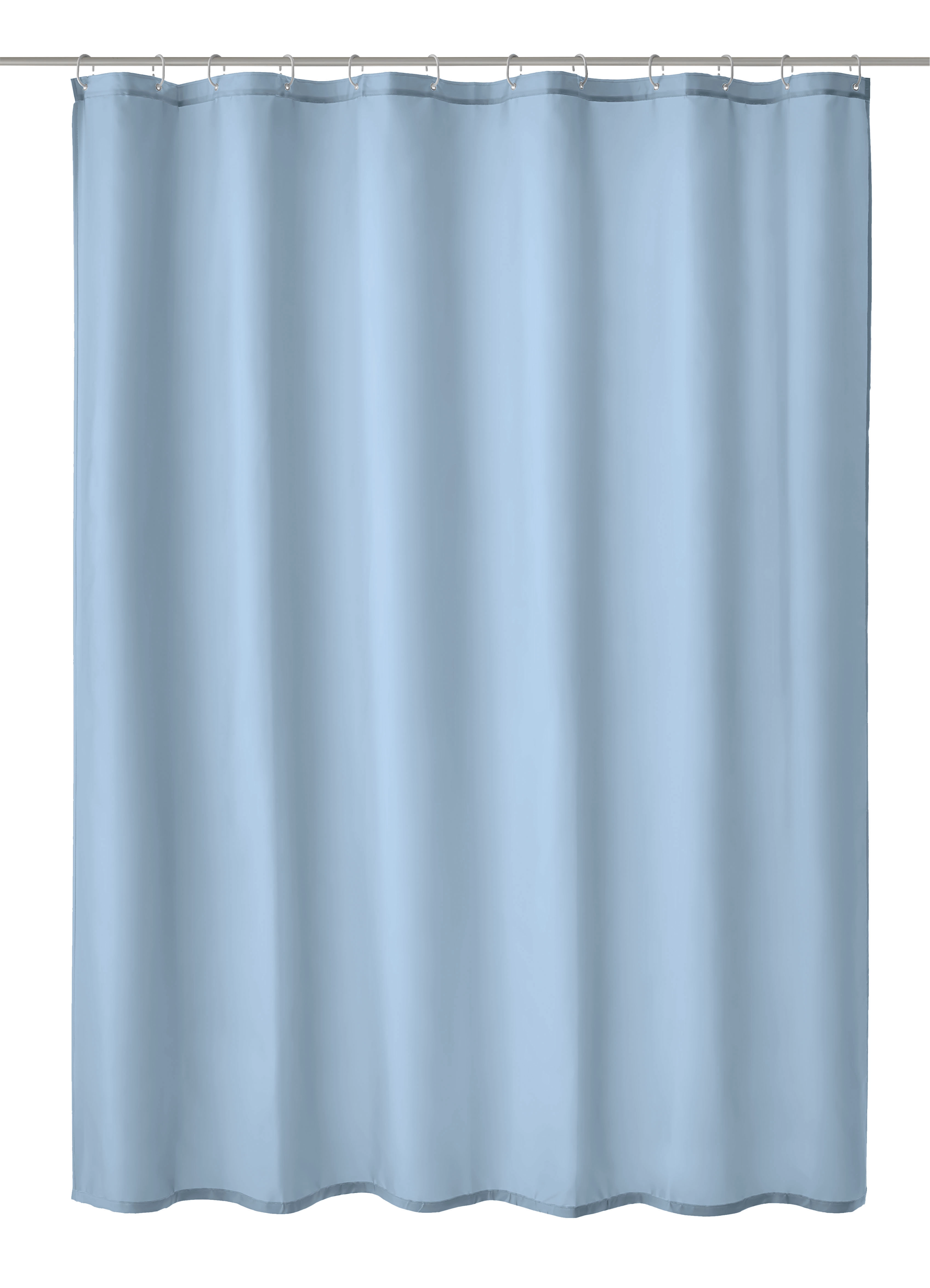 Duschvorhang Textil KITO Azur 120 x 200 cm Hellblauer Duschvorhang aus Stoff, schlichtes Design, ideal für moderne Badezimmer.