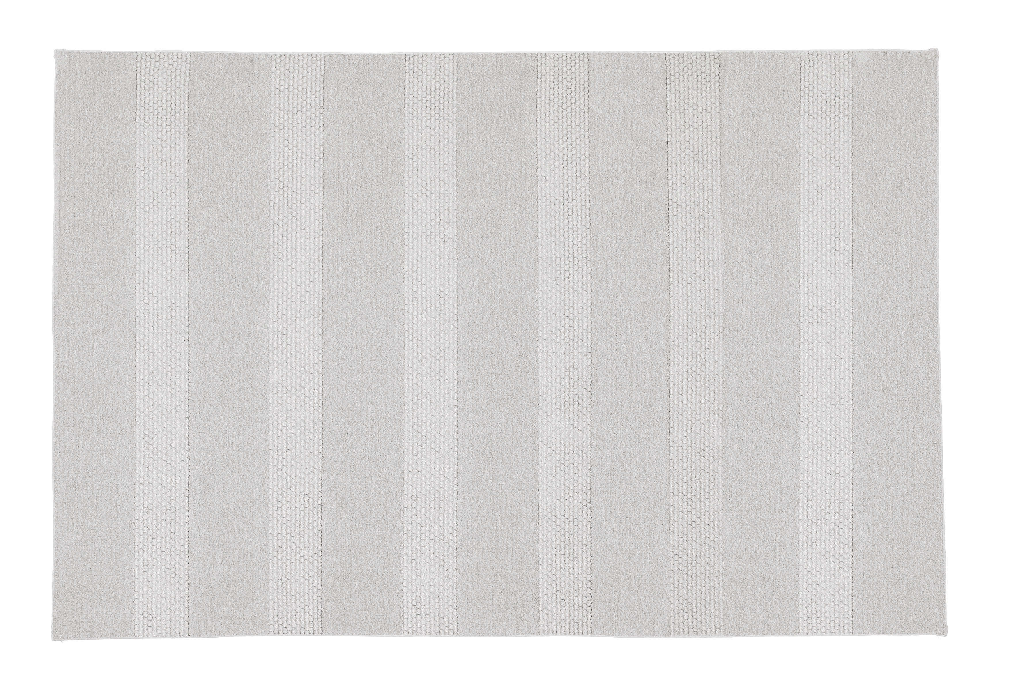 Hellgrauer Teppich mit dezentem Streifenmuster, ideal für moderne Wohnräume. Hochwertige Verarbeitung und zeitloses Design.