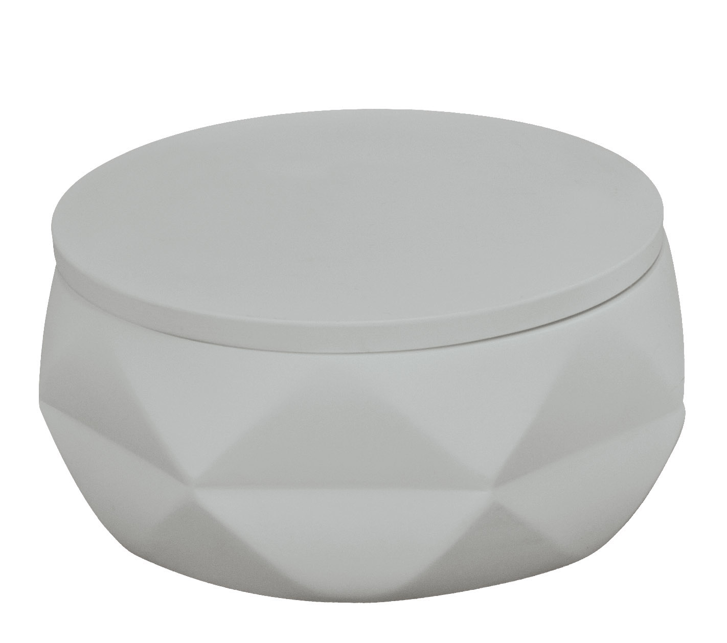 Wattedose CRACKLE JAR Platinfarben Runde, weiße Aufbewahrungsbox mit geometrischem Muster und abnehmbarem Deckel. Ideal für Badezimmer oder Wohnräume.
