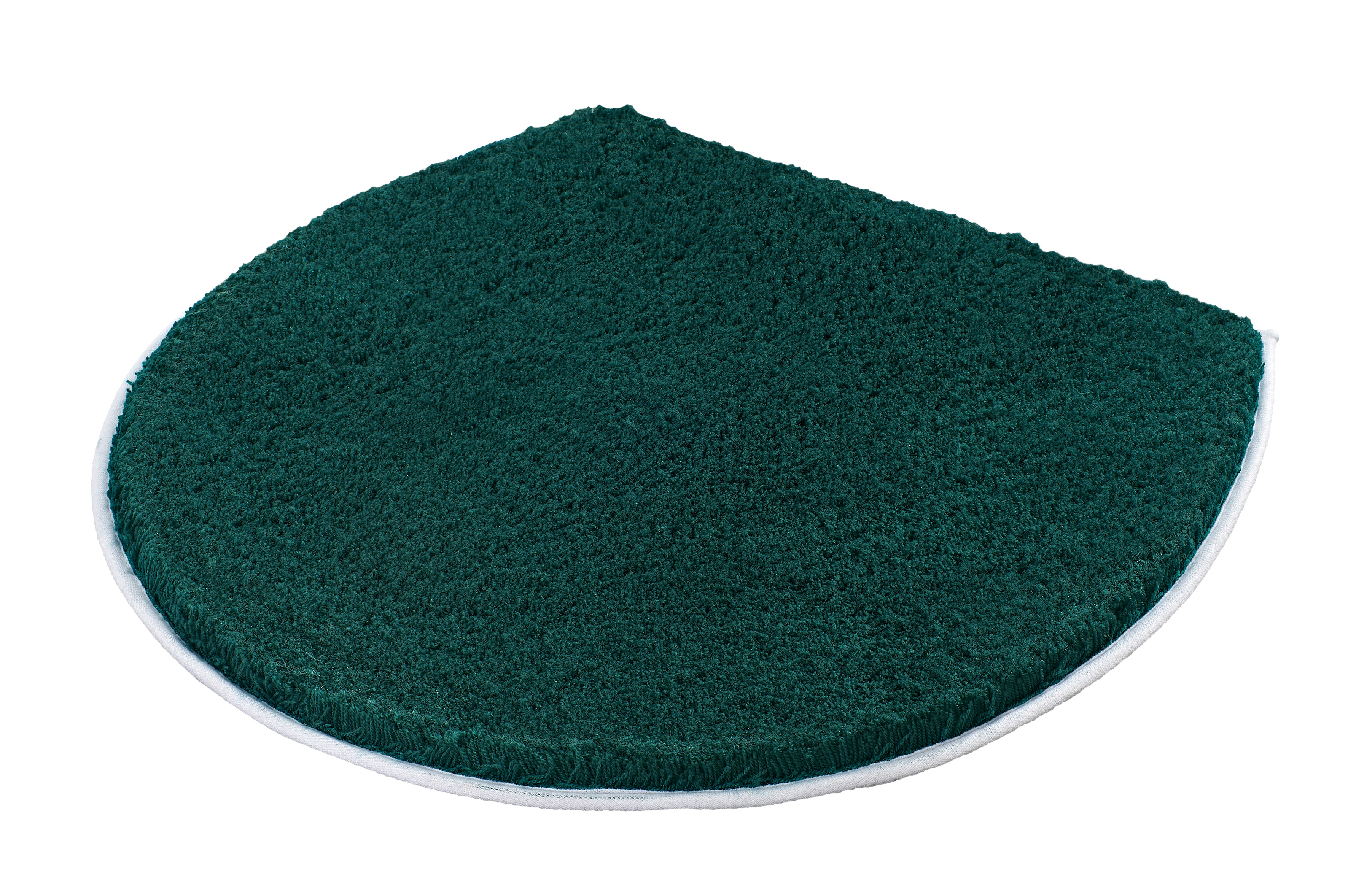 WC-Deckelbezug SOFT Petrol 47 x 50 cm Halbrunder, dunkelgrüner Badteppich mit weicher, flauschiger Oberfläche und rutschfester Unterseite. Ideal für Badezimmer.
