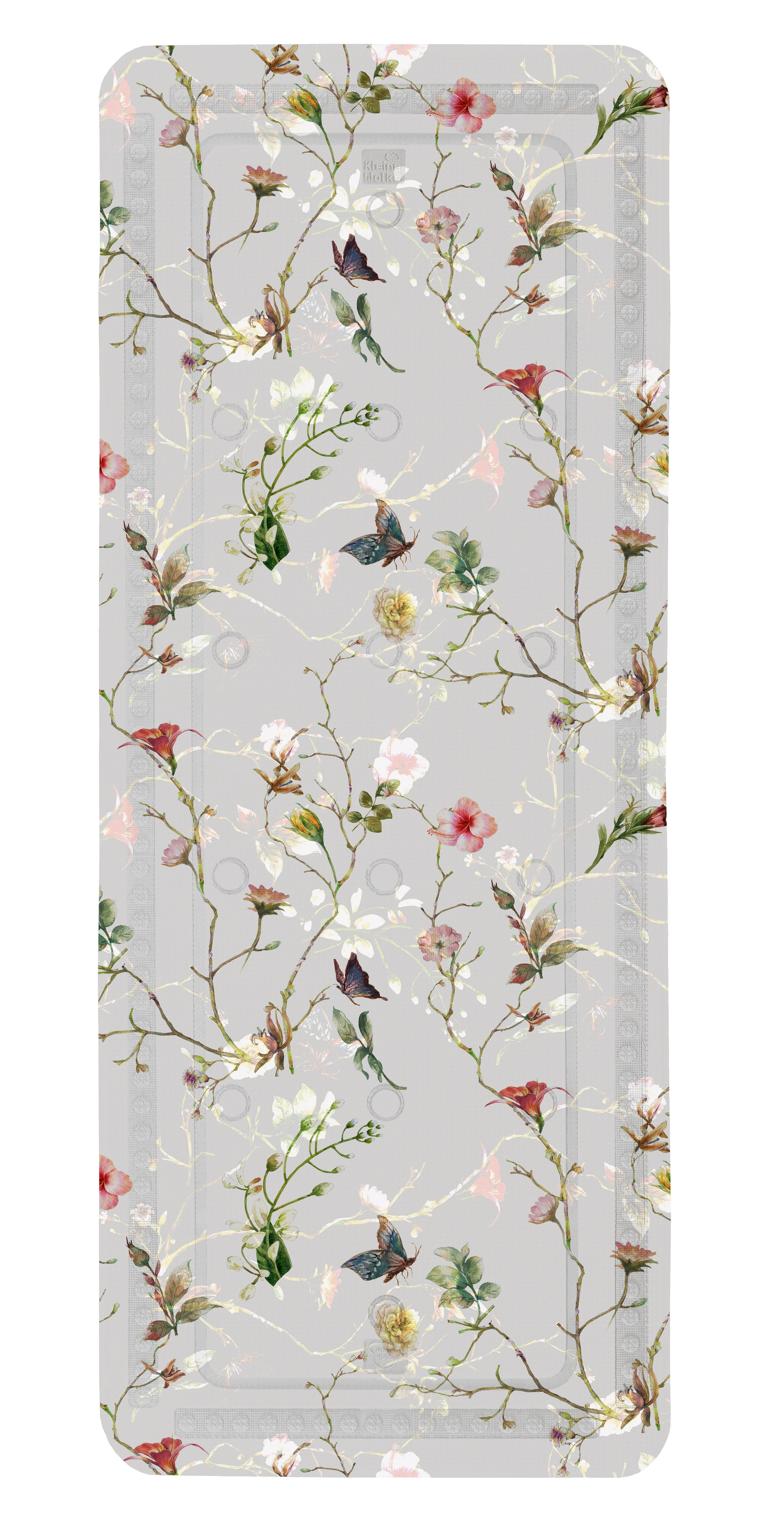 Wanneneinlage FLORES Multicolor 36 x 92 cm Transparente Badematte mit floralem Muster und Schmetterlingen, rutschfest und dekorativ für Ihr Badezimmer.