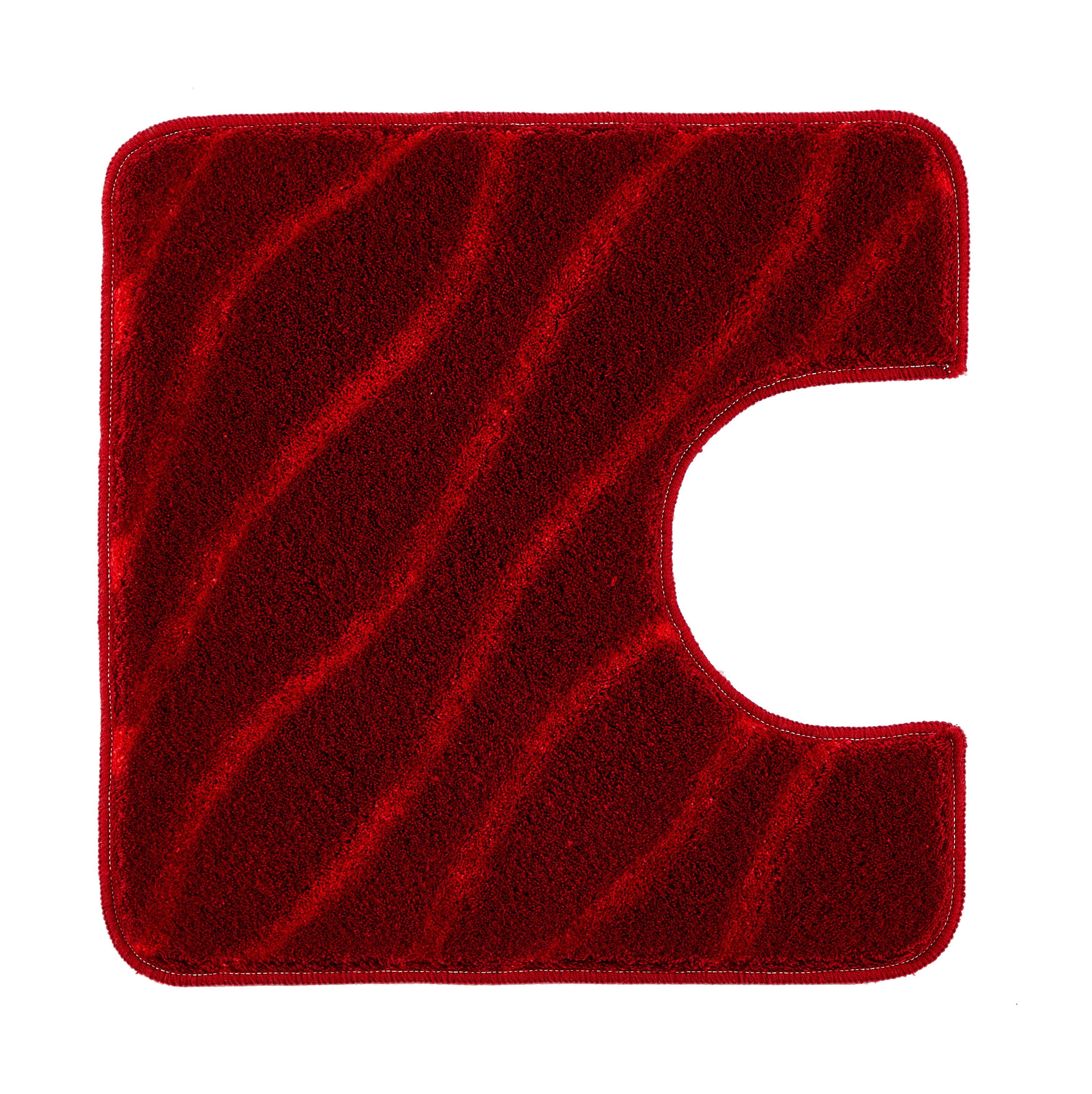 WC-Vorleger TRAM Granat 55 x 55 cm mit Ausschnitt Roter WC-Vorleger mit wellenförmigem Muster und Ausschnitt für die Toilettenbasis.