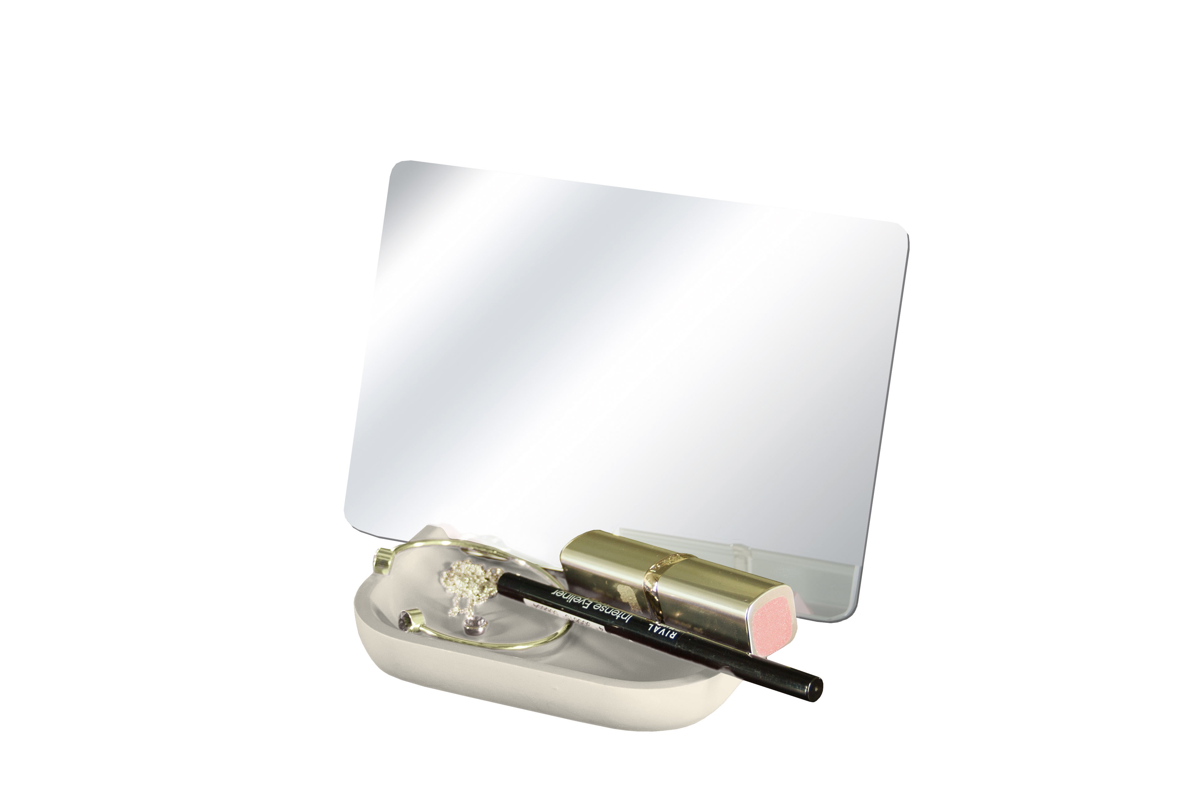 Kosmetikspiegel TRAY MIRROR Sandbeige Kosmetikspiegel mit rechteckigem Spiegel und praktischem Ablagefach, ideal für Make-up und Accessoires.
