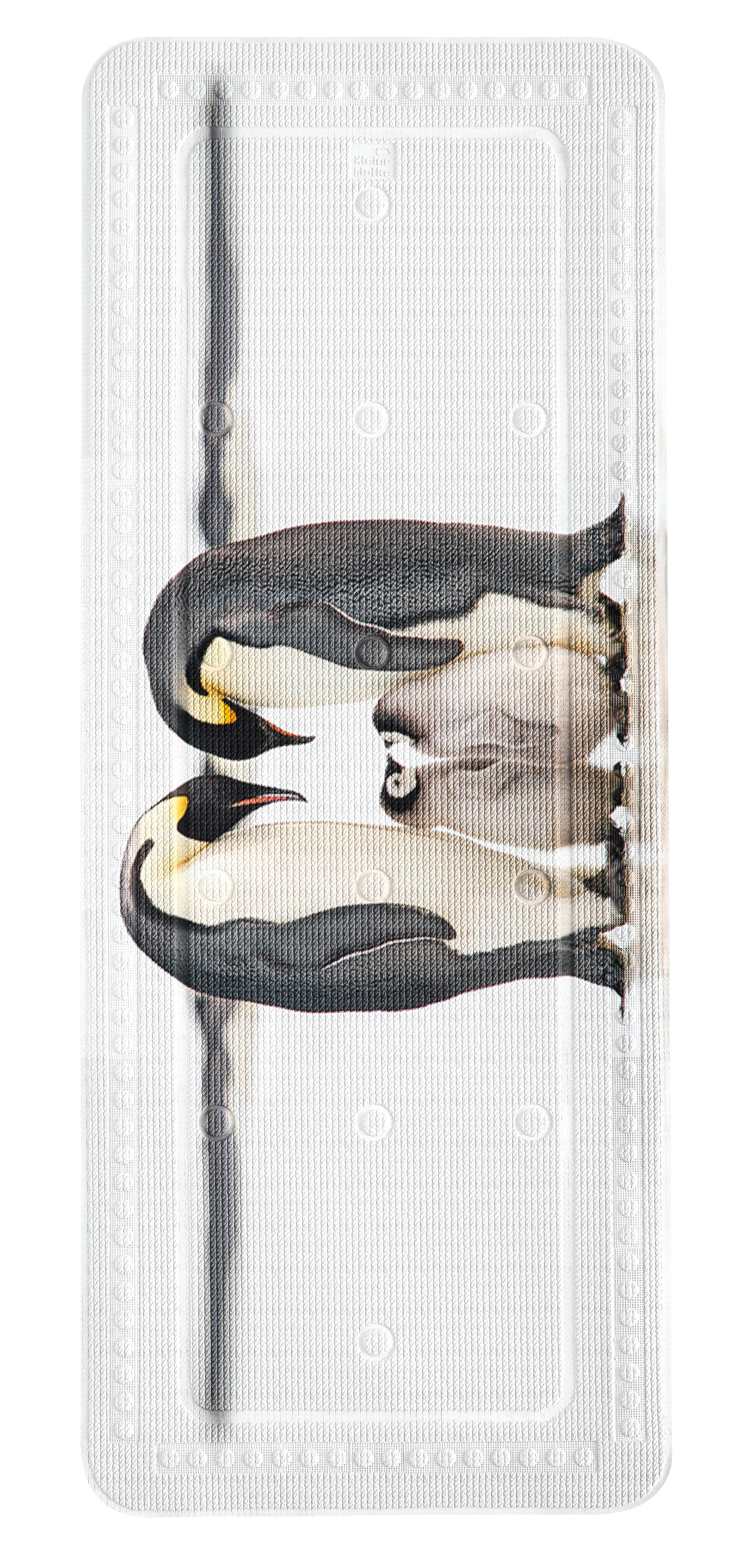 Wanneneinlage JACKSONS Schwarz-Weiß 36 x 92 cm Badematte mit Pinguin-Motiv, rutschfest und pflegeleicht, ideal für Badezimmer und Duschen.