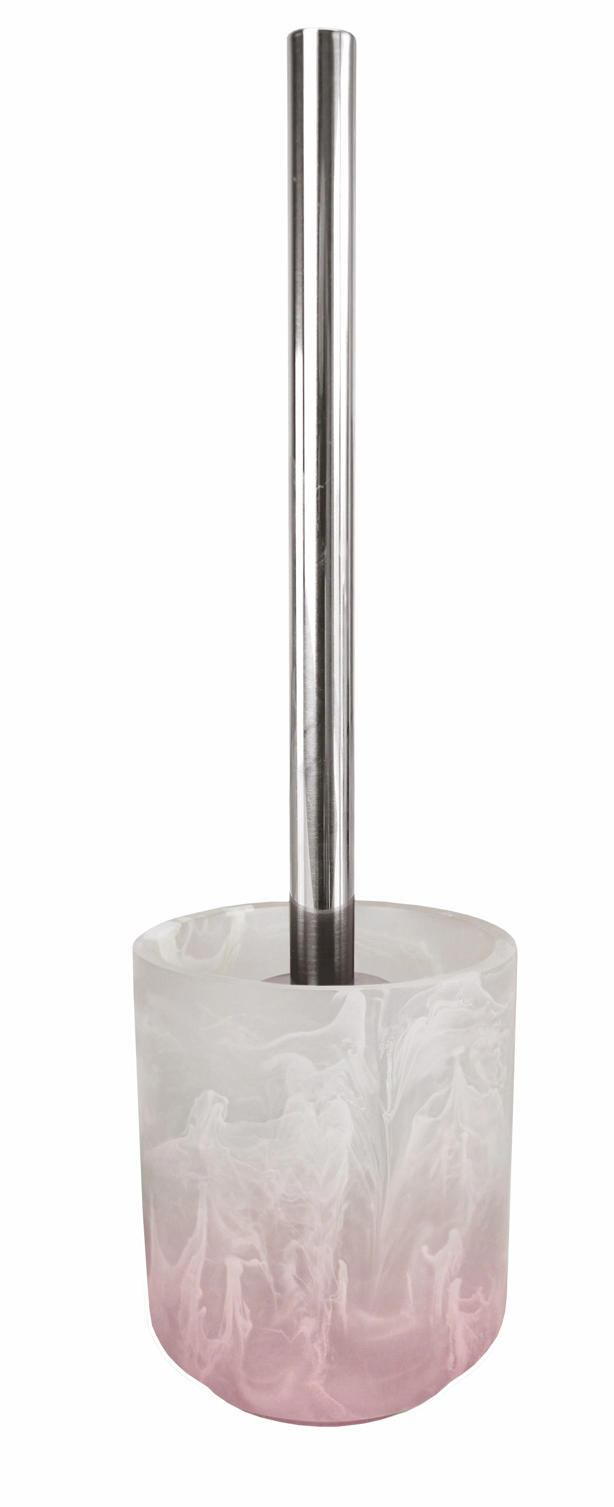 WC-Bürsten-Halter FAIRY Nelke Toilettenbürstenhalter mit modernem Design in Marmoroptik, Farbverlauf von Weiß zu Rosa, mit Edelstahlgriff.