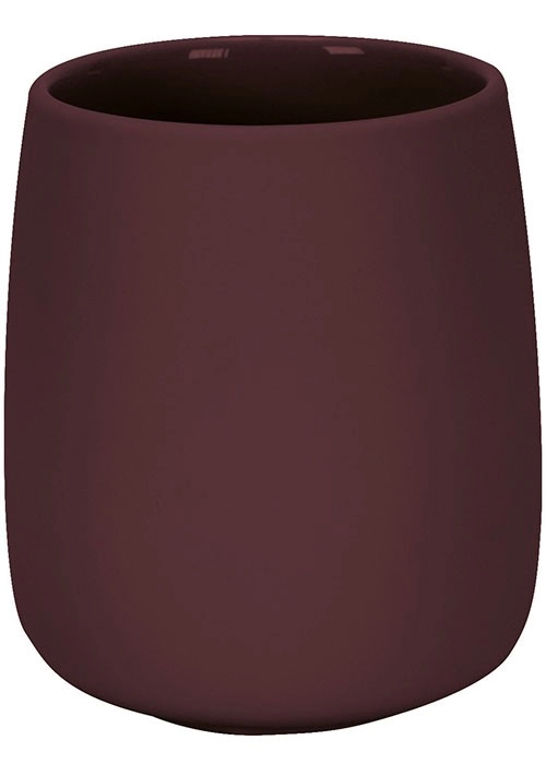 4004478322400 Moderner Zahnputzbecher in elegantem Dunkelrot, mattes Finish, schlichtes Design, ideal für stilvolle Badezimmer.