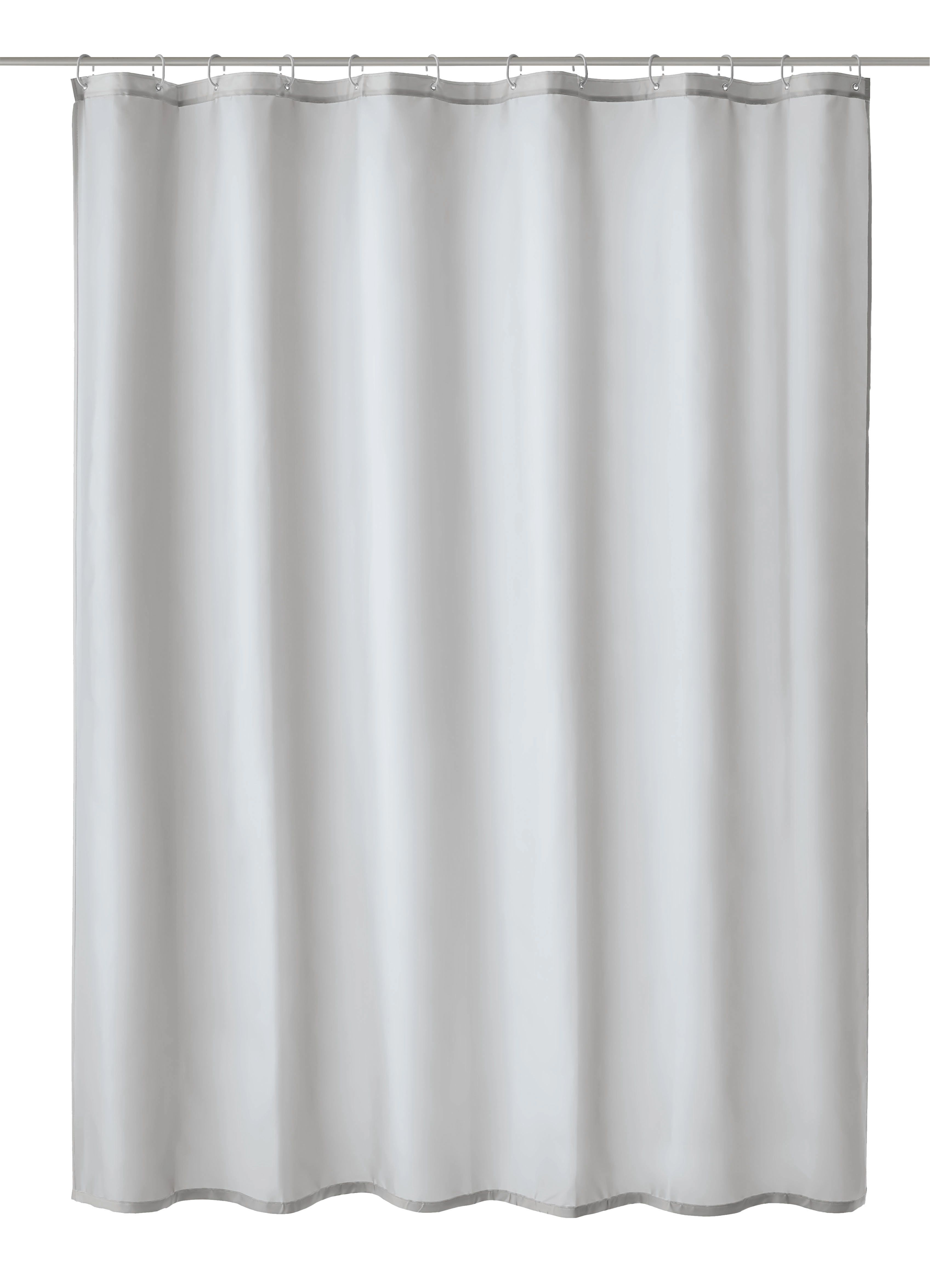 Duschvorhang Textil KITO Nebel 180 x 200 cm Duschvorhang in schlichtem Weiß, ideal für ein modernes Badezimmer. Pflegeleichtes Material mit stabilen Ösen.