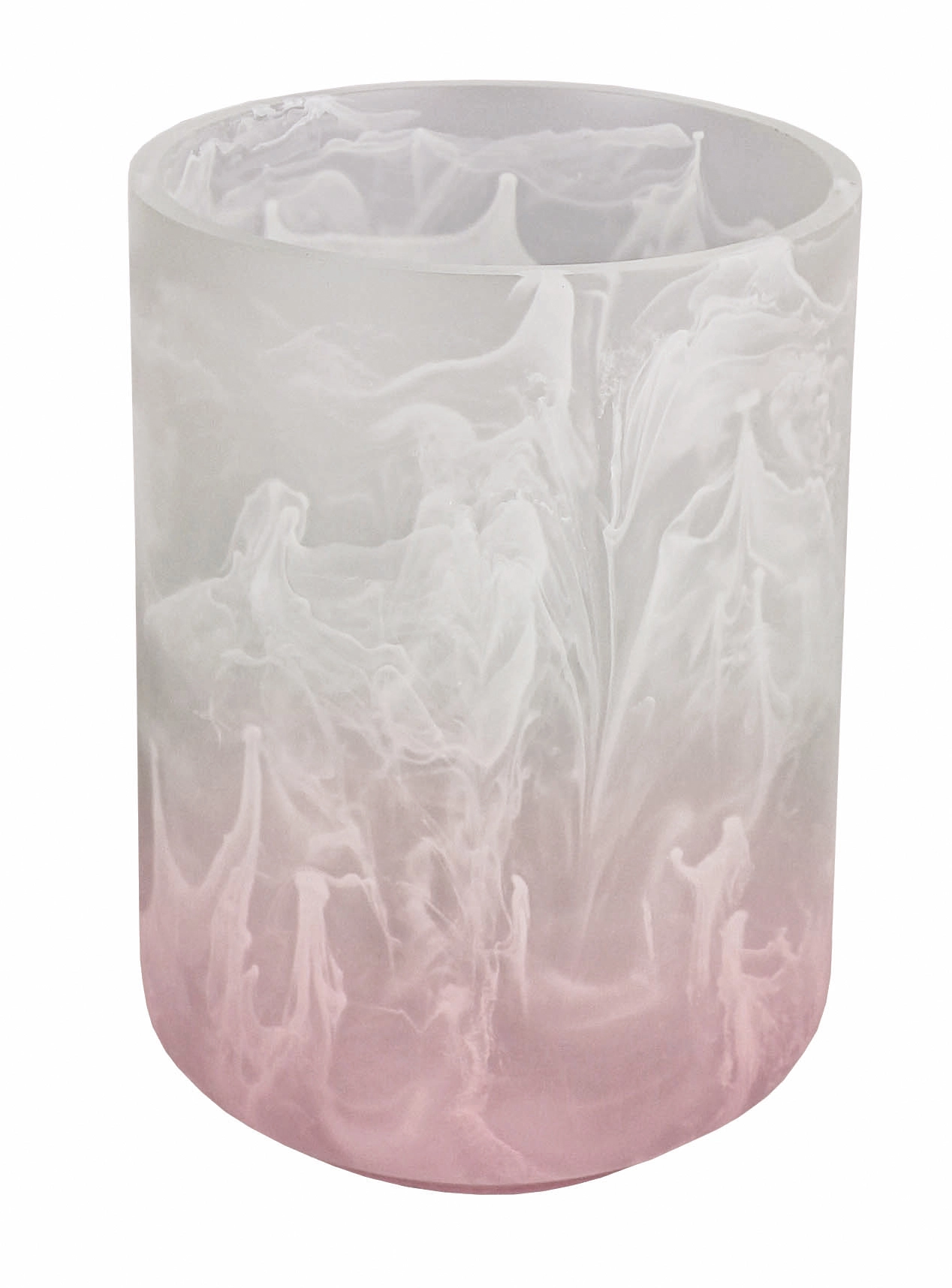 Zahnputzbecher FAIRY Nelke Eleganter Zahnputzbecher aus Glas mit marmoriertem Design in Weiß und Rosa. Perfekt für stilvolle Badezimmer.