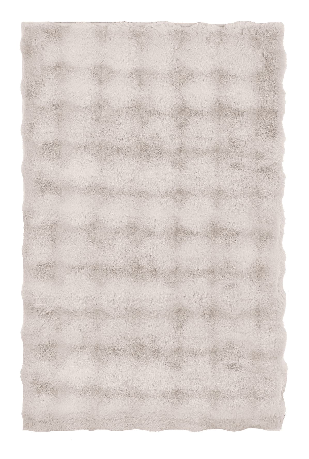 Badteppich CLOUD Seidenfarben 70 x 120 cm Weißer, flauschiger Teppich mit wellenförmiger Struktur, ideal für gemütliche Wohnräume.