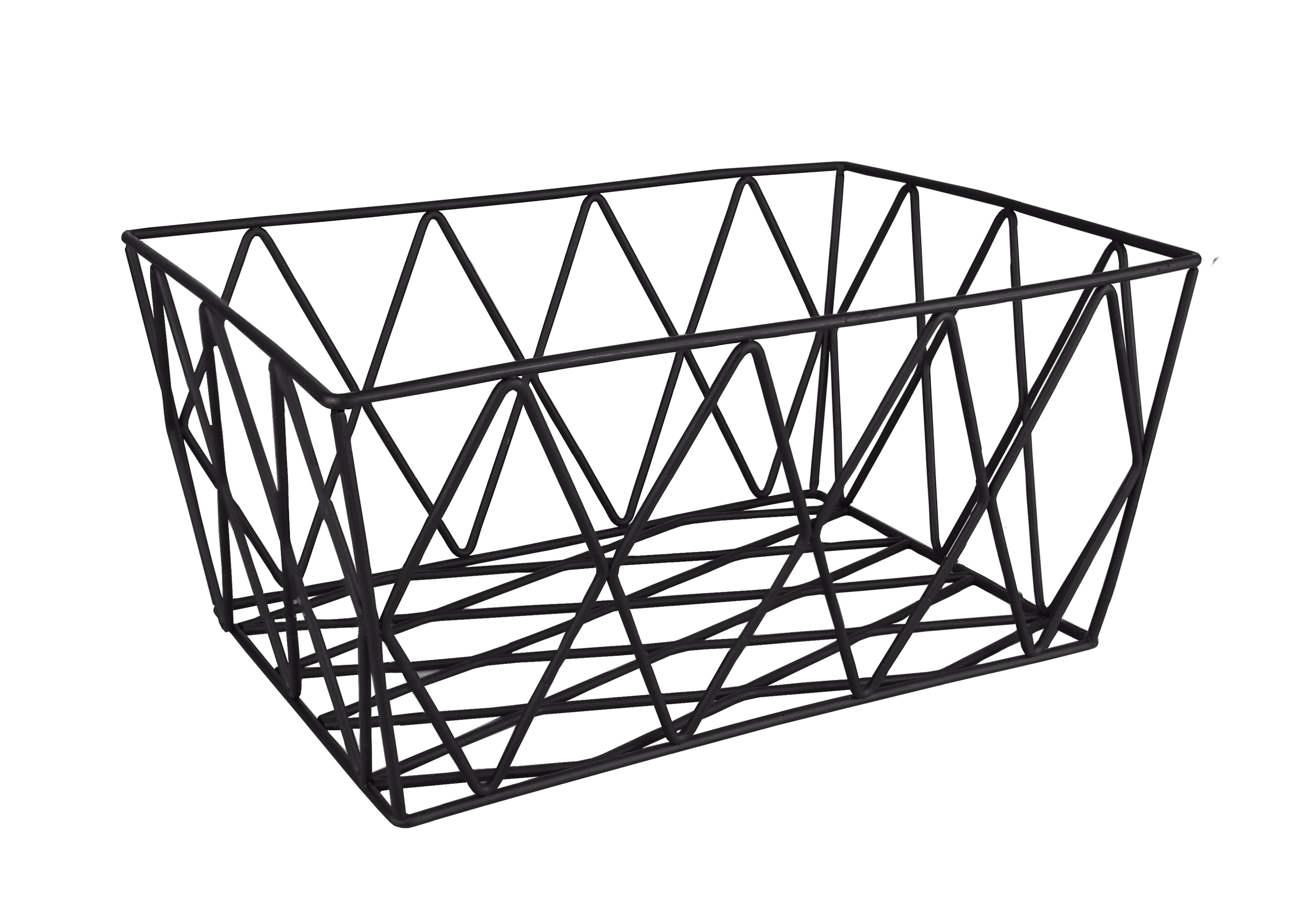 Aufbewahrungskorb SLACK Schwarz M Schwarzer Drahtkorb mit geometrischem Design, ideal zur Aufbewahrung und Dekoration in modernem Stil.
