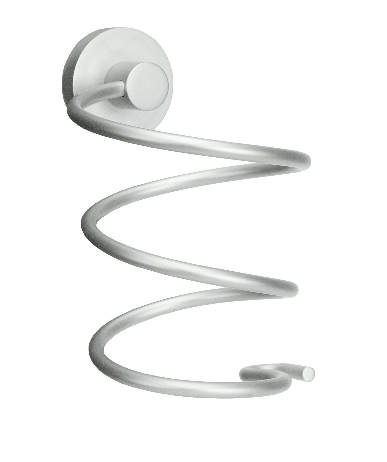 Fönhalter APOLLO Aluminium Fönhalter Moderner, spiralförmiger Haartrocknerhalter aus Metall in Silber, zur Wandmontage geeignet. Ideal für stilvolle Badezimmerorganisation.