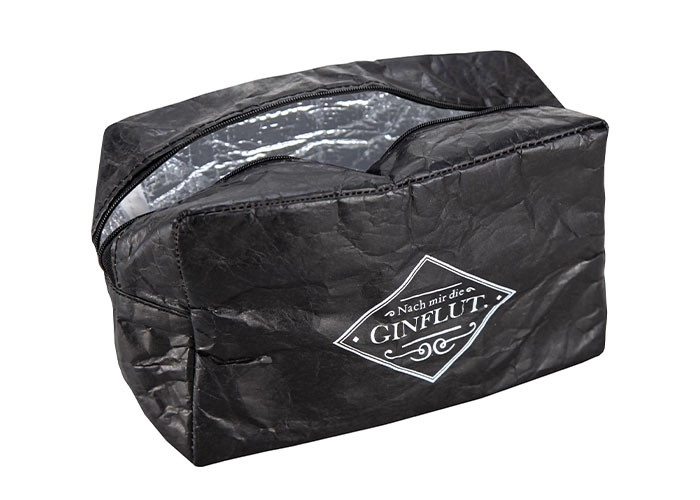 4004478328211 Schwarze Kosmetiktasche mit Reißverschluss und Aufdruck "Nach mir die Ginflut". Ideal für Reisen und zur Aufbewahrung von Kosmetikartikeln.