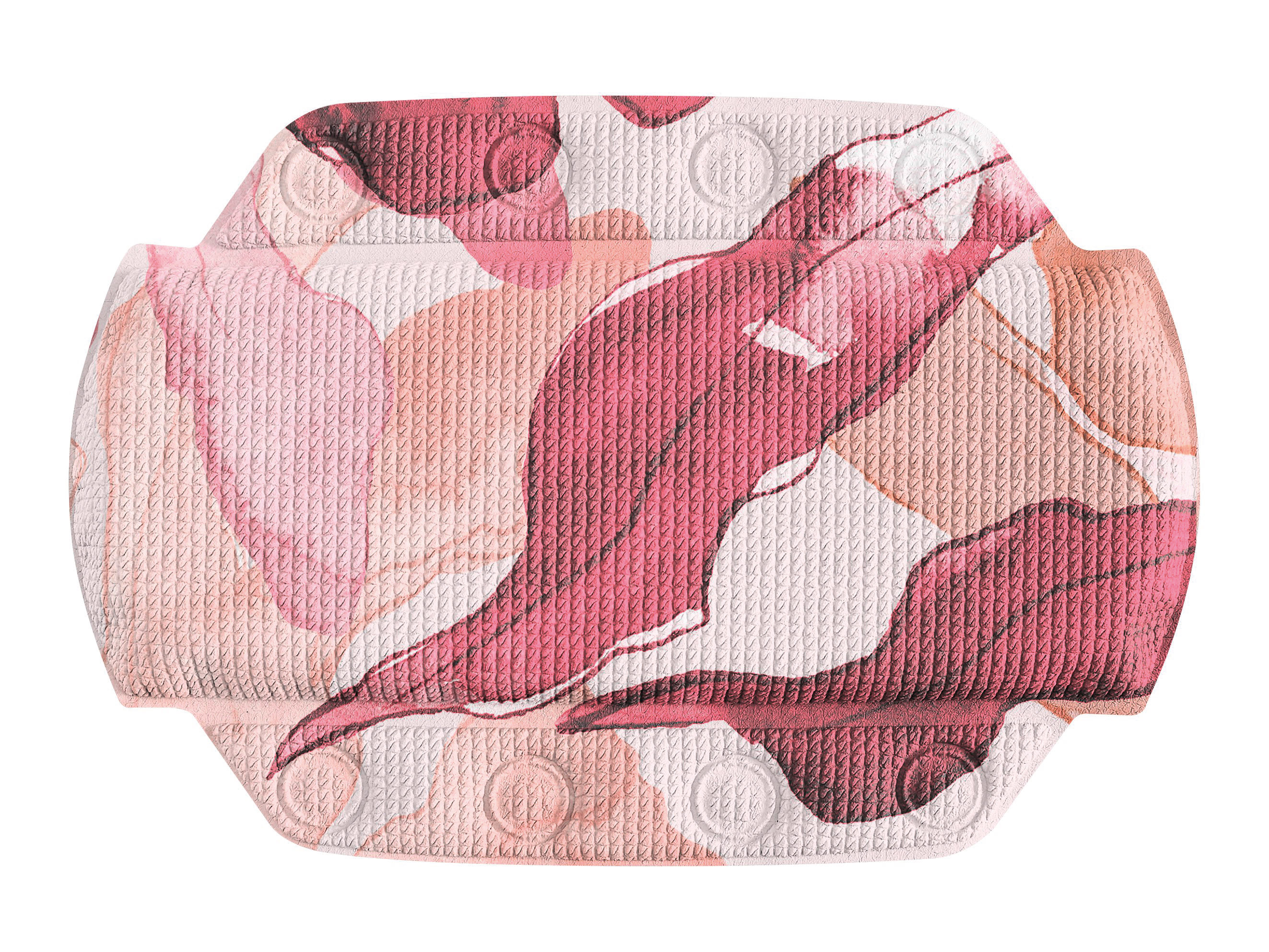 Nackenpolster BLAZE Multicolor 32 x 22 cm Badematte mit floralem Design in Rosa- und Rottönen, rutschfest und weich, ideal für Badezimmer und Wellnessbereiche.