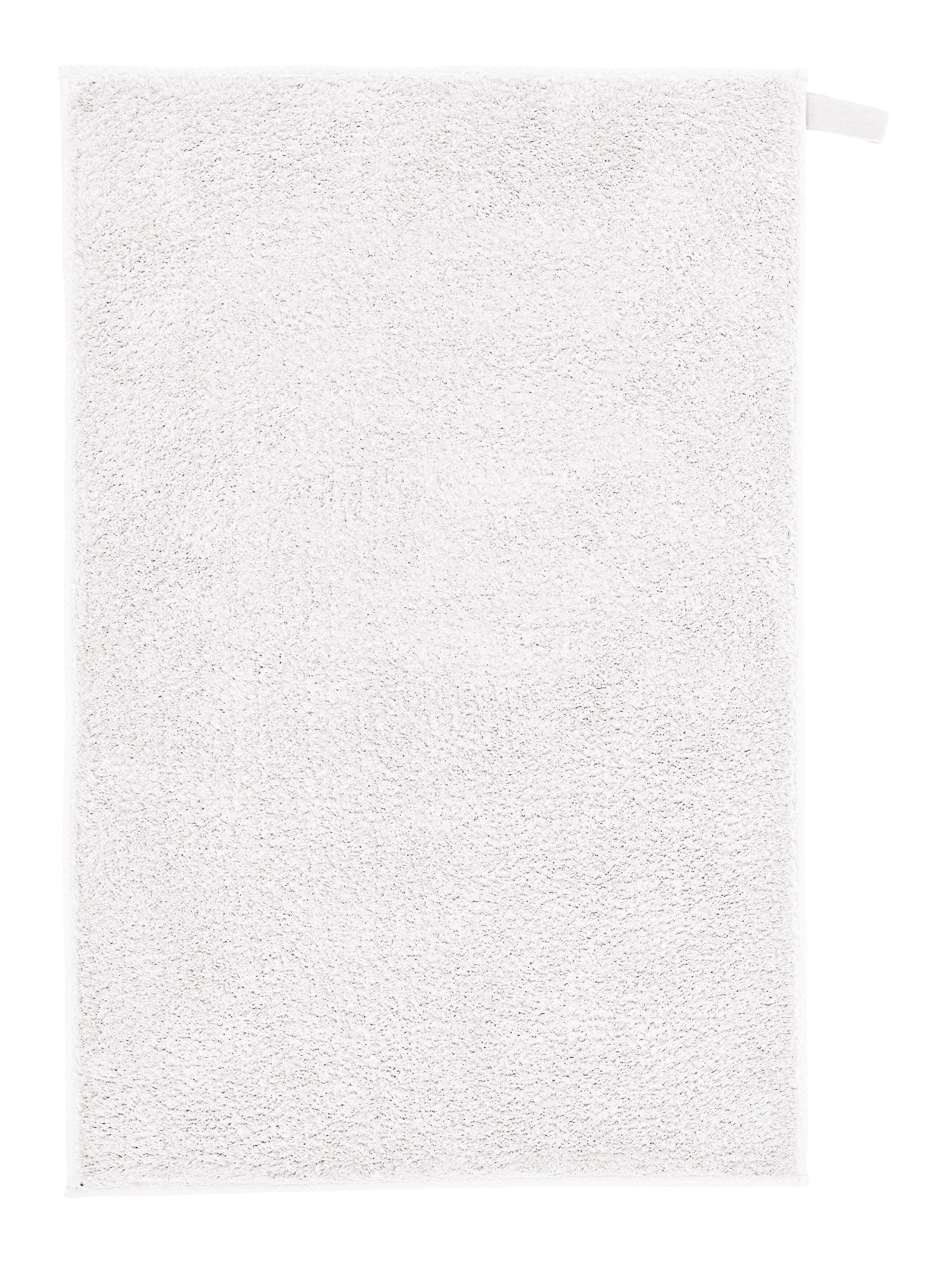 Weißer, flauschiger Badteppich mit rutschfester Unterseite, ideal für ein stilvolles und komfortables Badezimmer.