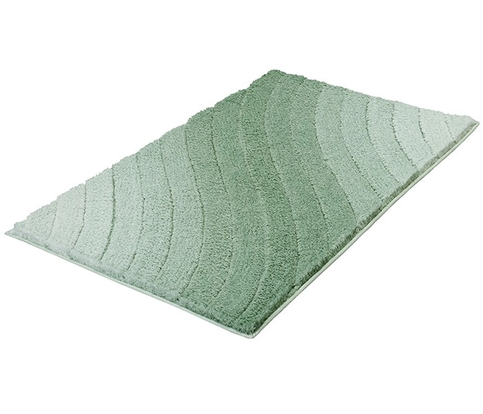 Weicher, mintgrüner Badteppich mit wellenförmigem Muster, rutschfest und pflegeleicht, ideal für ein stilvolles Badezimmer.