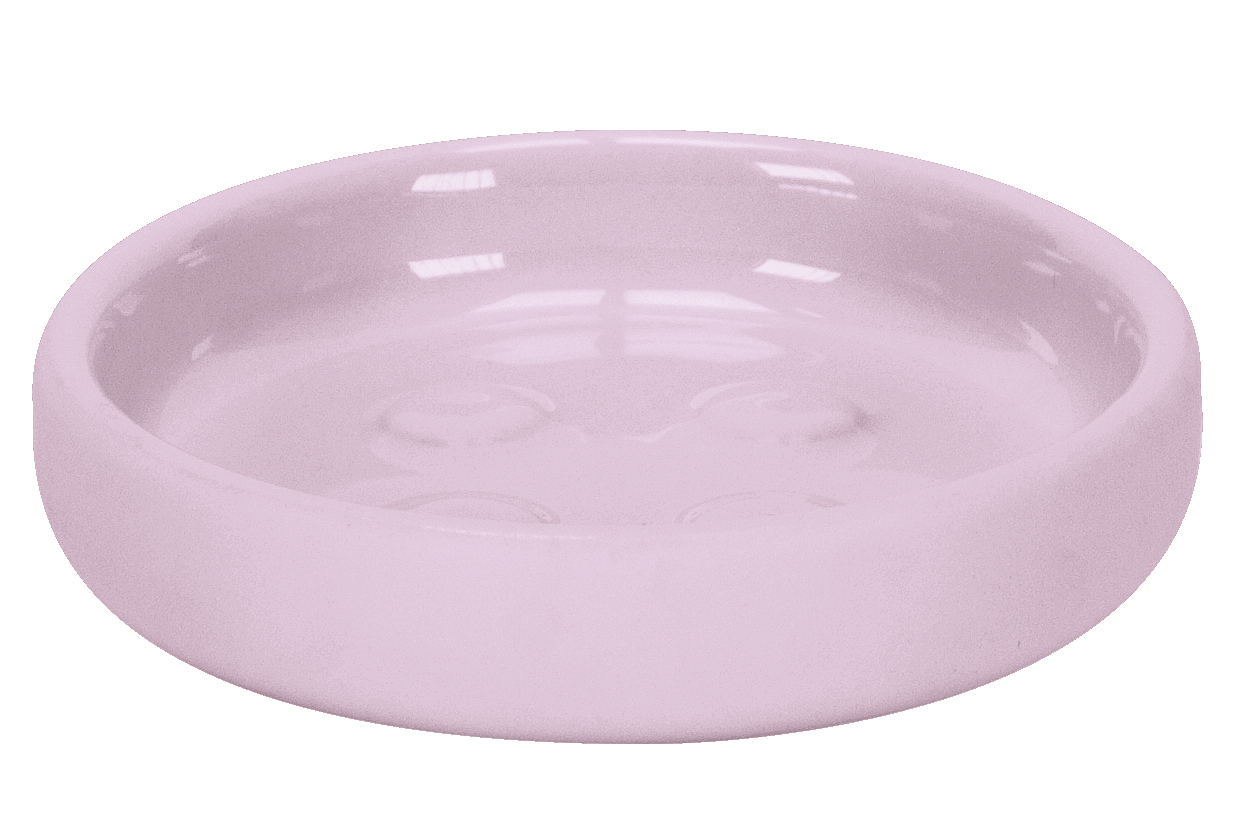 Seifenschale ECLIPSE Erika Runde, pastellrosa Seifenschale aus Keramik mit glatter Oberfläche und leicht erhöhtem Rand. Ideal für Badezimmer.