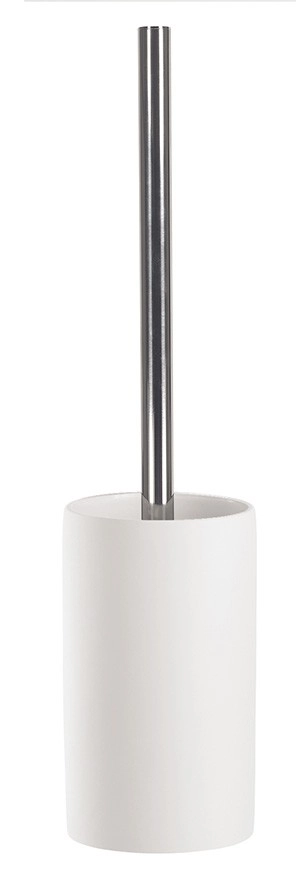 4004478236042 Moderner Toilettenbürstenhalter in Weiß mit Edelstahlgriff, schlichtes Design, ideal für jedes Badezimmer.