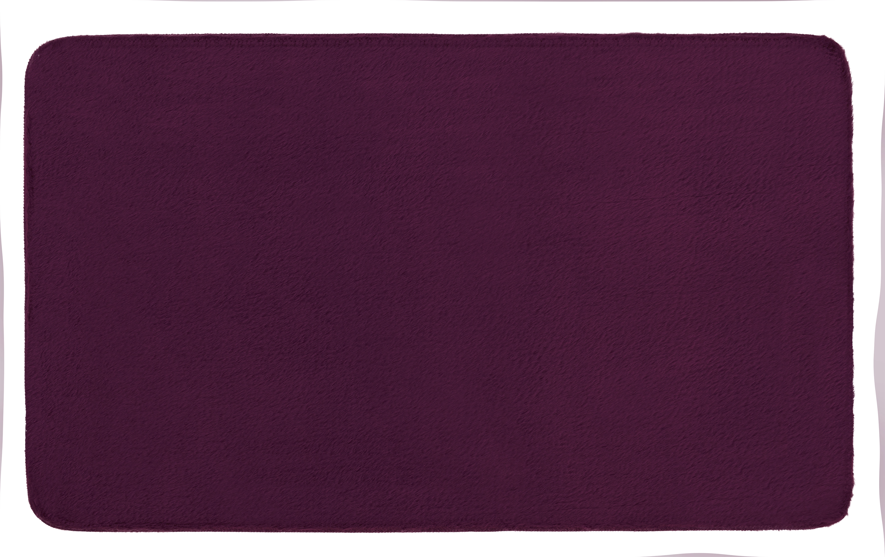 Weinrote Badematte aus weichem, flauschigem Material, rechteckig, ideal für Badezimmer.