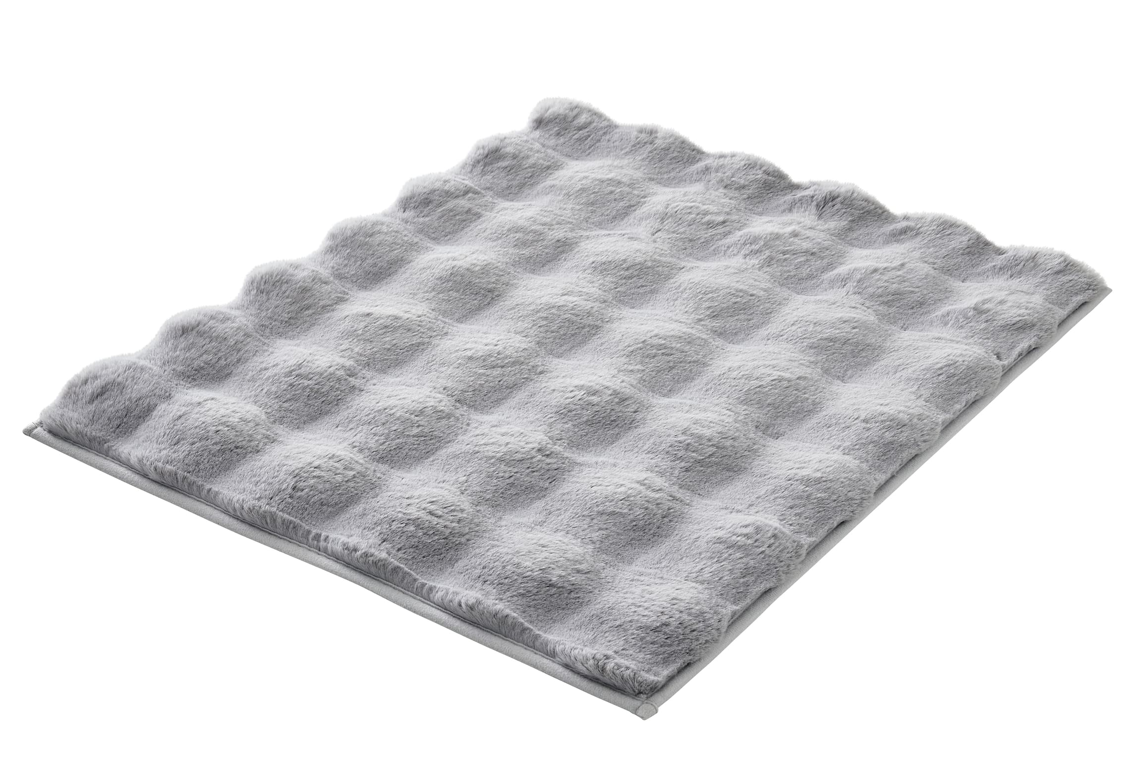 Badteppich CLOUD Silbergrau 50 x 60 cm Weiche, graue Badematte mit strukturierter Oberfläche für ein angenehmes Fußgefühl und stilvolles Badezimmerdesign.