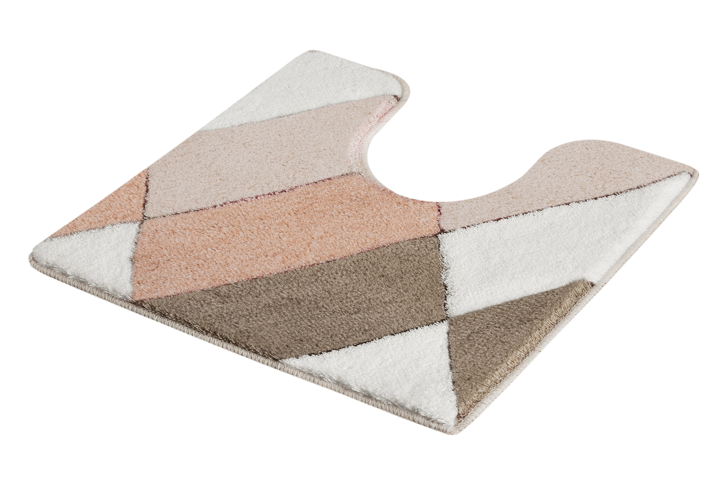 WC-Vorleger AYANA Seidenfarben 55 x 50 cm mit Ausschnitt Bunte Badematte mit geometrischem Muster und Ausschnitt für Toiletten, weiche Textur, ideal für Badezimmer.