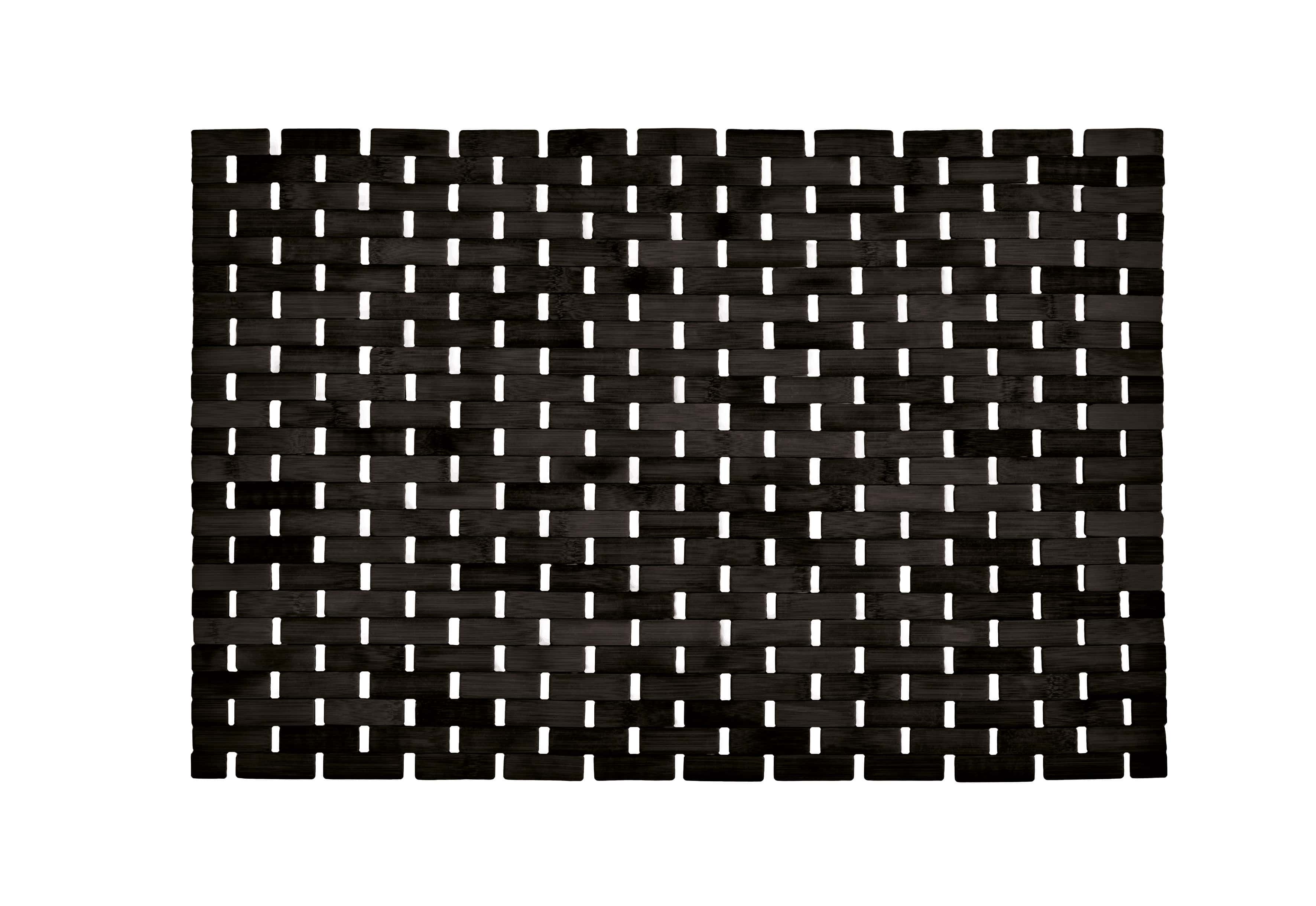 Badematte aus Bambus PALITO Schwarz 50 x 70 cm Schwarze, quadratische Badematte mit modernem, geflochtenem Design. Ideal für stilvolle Badezimmer.