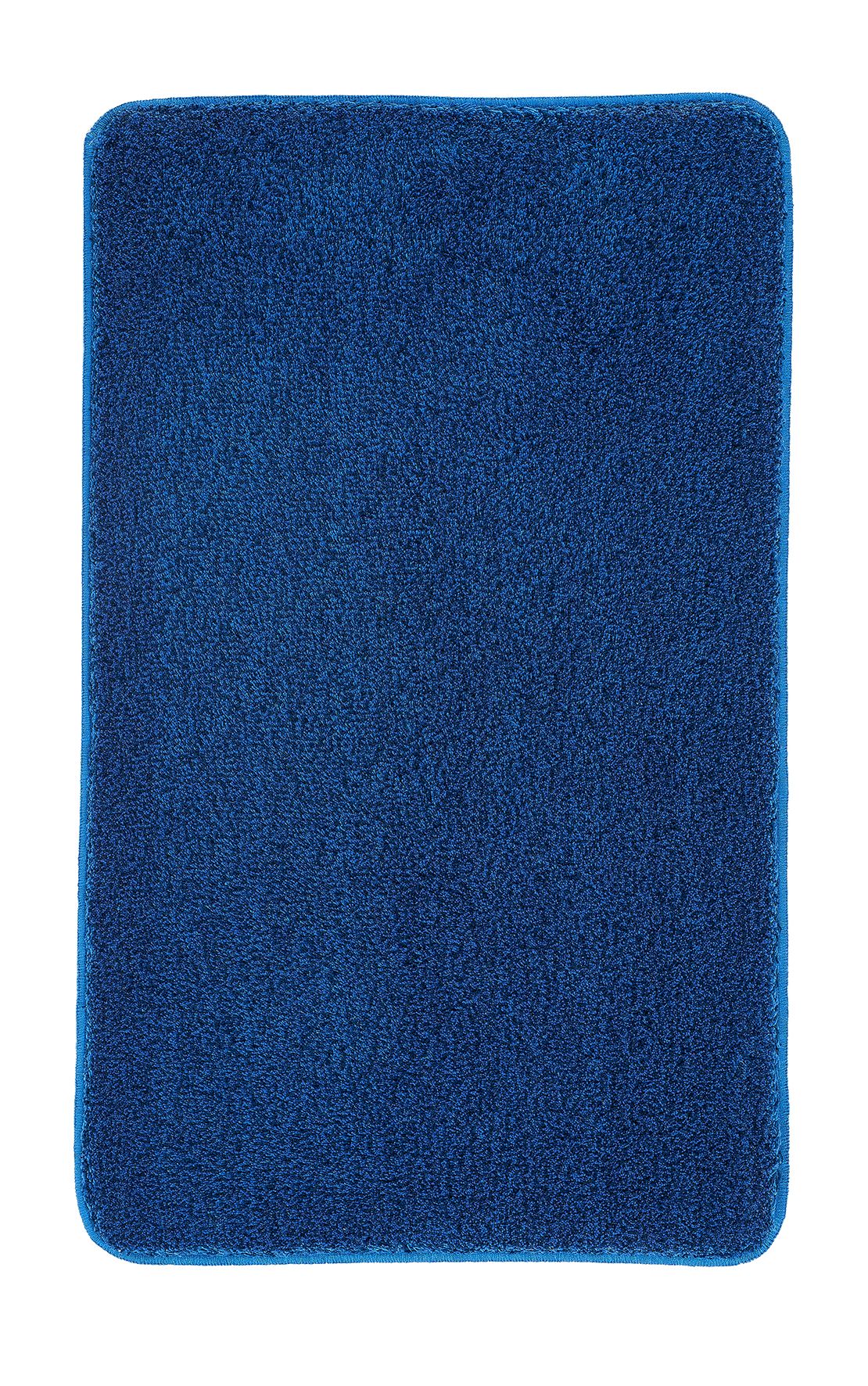 Weicher, rechteckiger Badezimmerteppich in kräftigem Blau, ideal für ein gemütliches und stilvolles Badezimmerambiente.