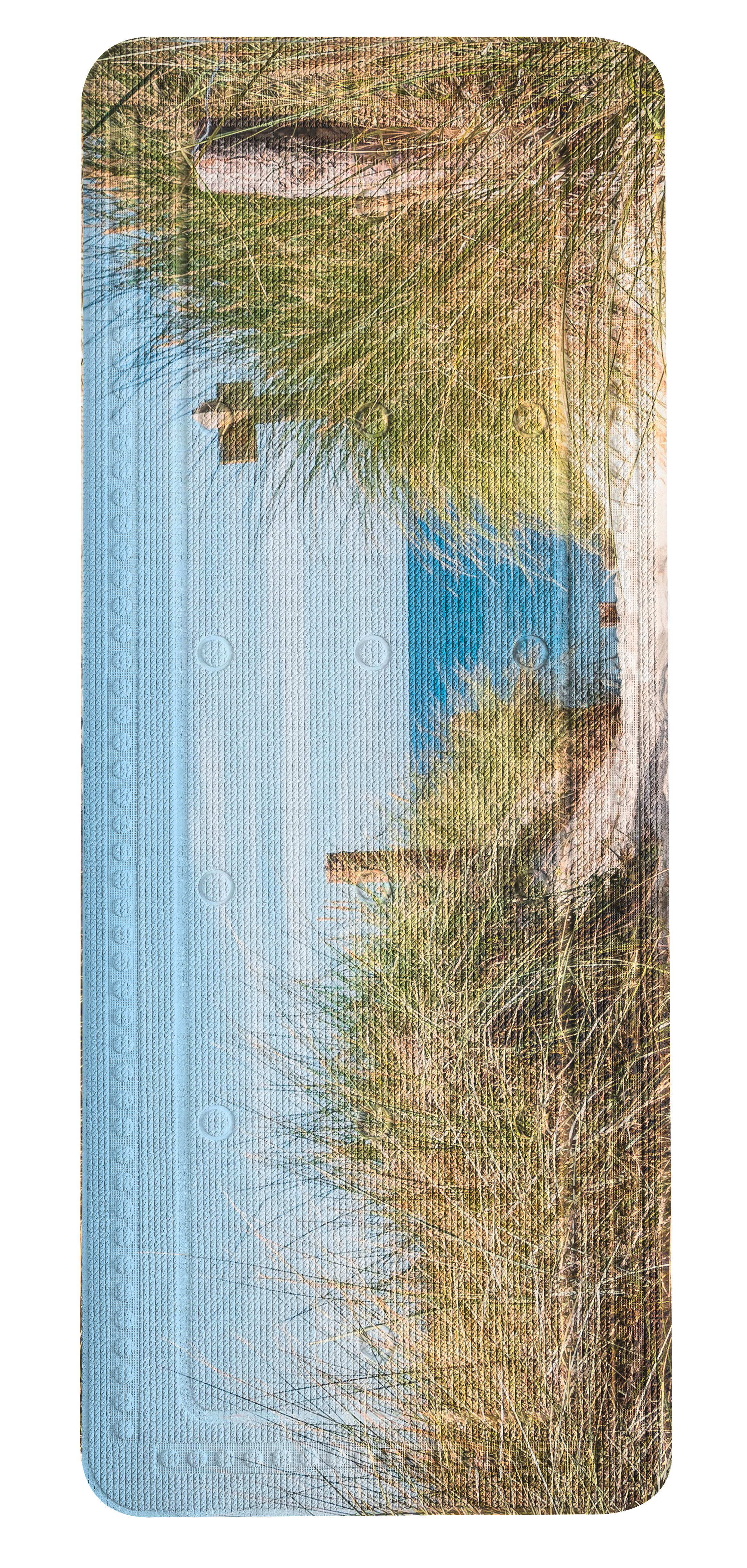 Wanneneinlage BORKUM Multicolor 36 x 92 cm Badematte mit Strandmotiv, zeigt Dünen und Meer, rutschfest und komfortabel, ideal für Badezimmer und Wellnessbereiche.