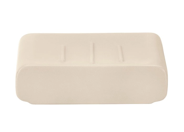 4004478267480 Beige Seifenschale aus Keramik mit schlichtem, modernem Design und abgerundeten Ecken. Ideal für Badezimmer und Küchen.