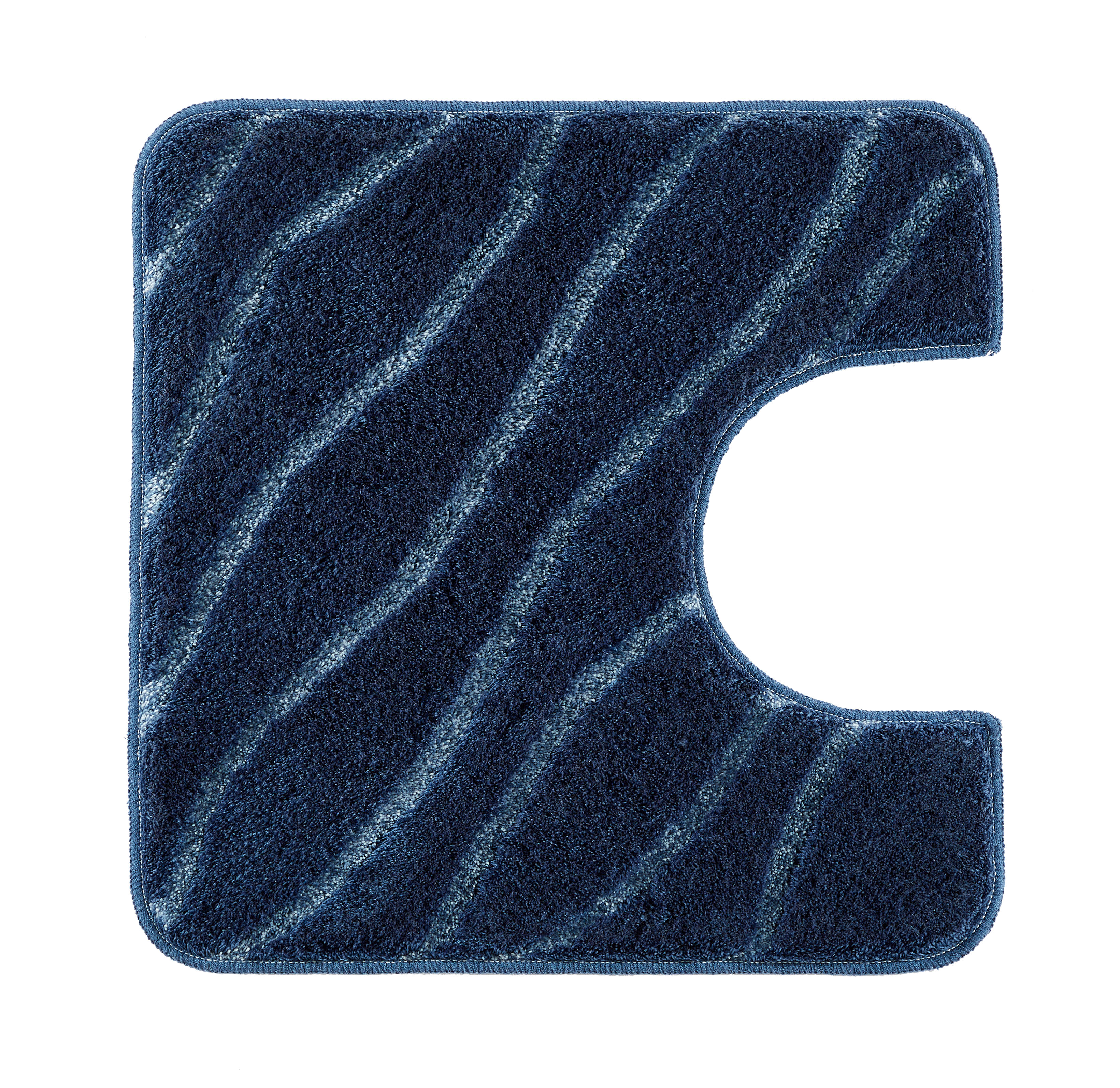 WC-Vorleger TRAM Mare 55 x 55 cm mit Ausschnitt Blaue Badematte mit wellenförmigem Muster und Ausschnitt für WC, weiche Textur, rutschfeste Unterseite.