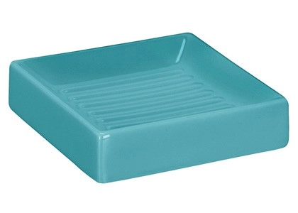 4004478195653 Türkise Seifenschale aus Keramik mit geriffelter Oberfläche. Modernes, schlichtes Design für Badezimmer oder Küche.