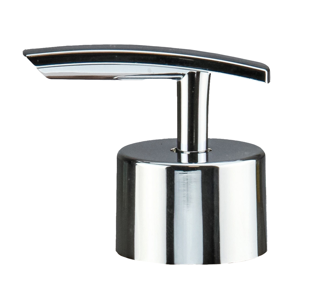 Moderner Seifenspender aus glänzendem Chrom mit elegant geschwungenem Pumpkopf, ideal für stilvolle Badezimmer.