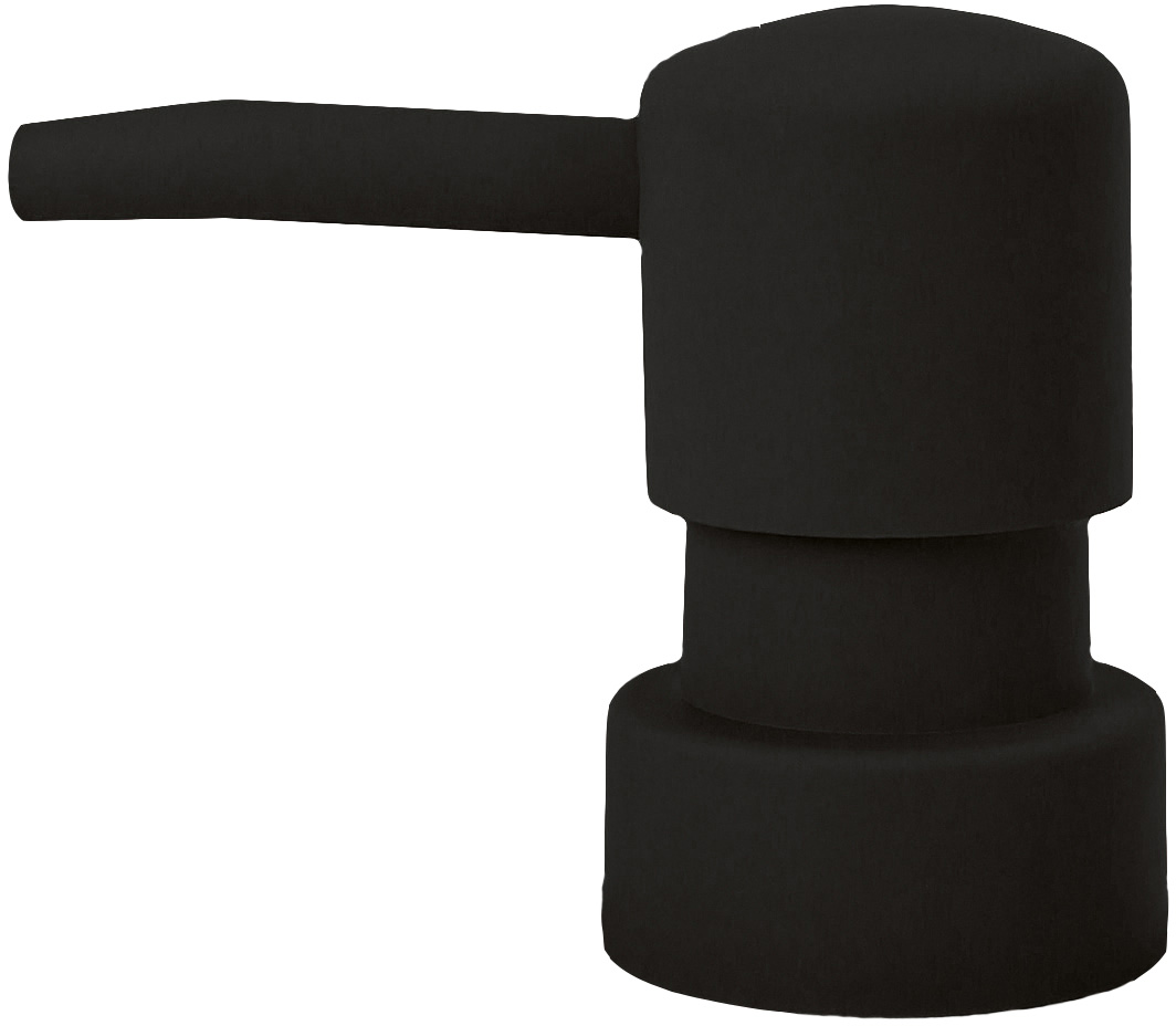Schwarzer Seifenspender mit modernem, minimalistischem Design, ideal für stilvolle Badezimmer und Küchen.