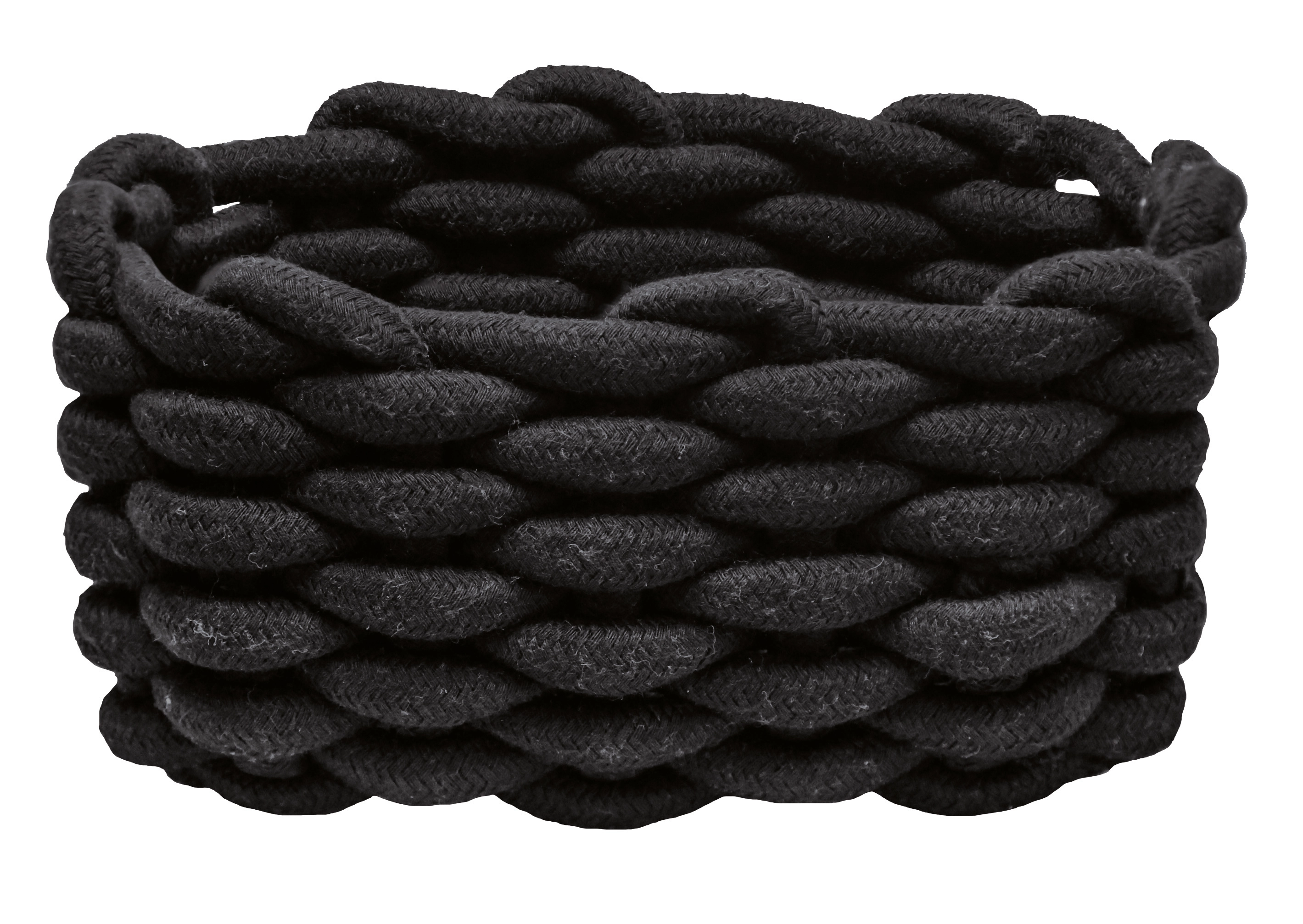 Aufbewahrungskorb FELLONE Schwarz M Schwarzer, geflochtener Aufbewahrungskorb aus weichem Material, ideal für Badezimmer oder Wohnräume.