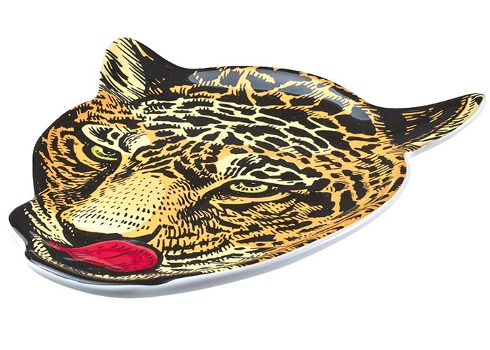 4004478316690 Keramikschale in Form eines Leopardenkopfes mit detailliertem, farbenfrohem Design. Perfekt für Snacks oder als Dekoration.