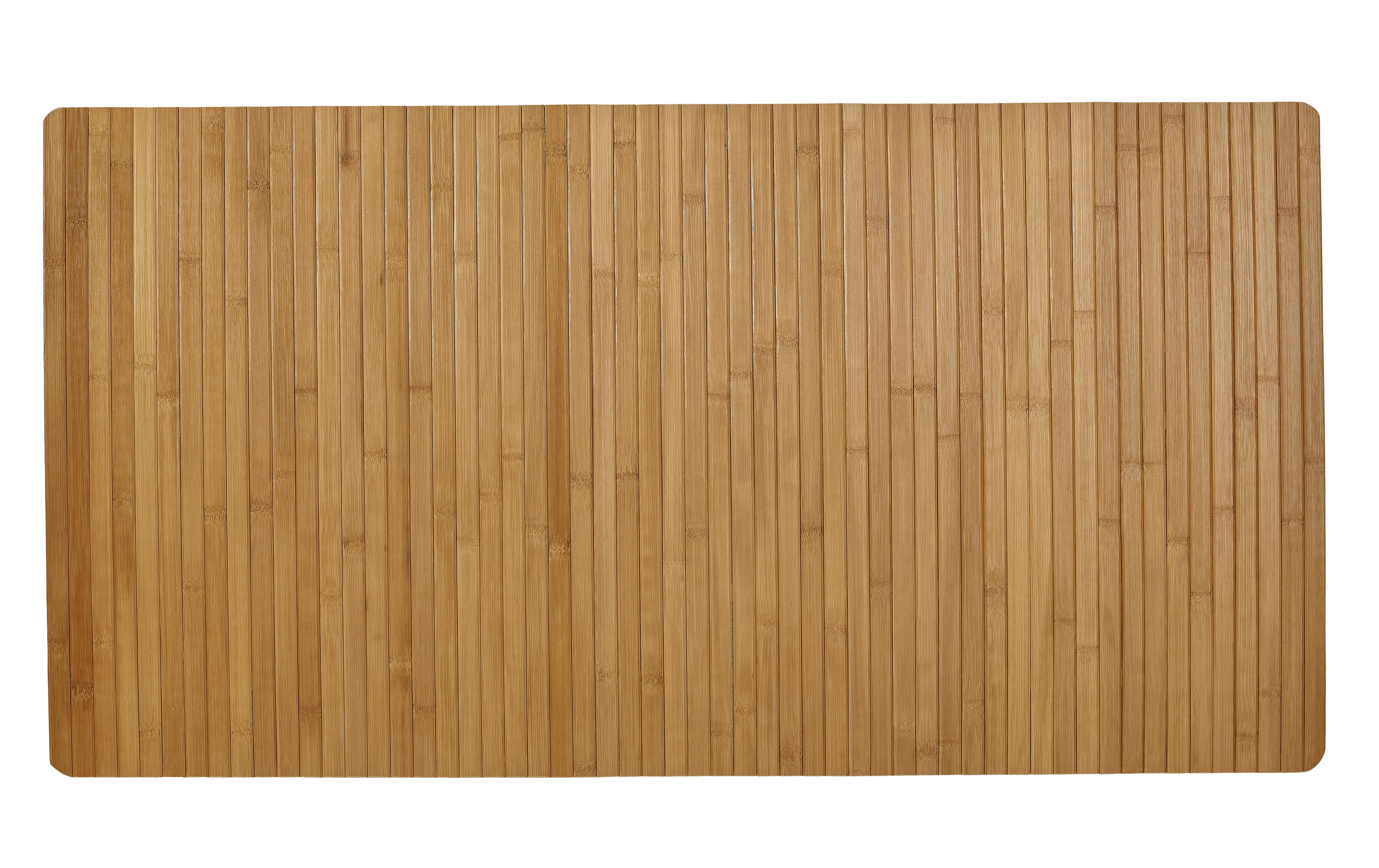 Badematte aus Bambus in natürlicher Holzoptik, rechteckig, mit rutschfester Unterseite, ideal für Badezimmer und Wellnessbereiche.