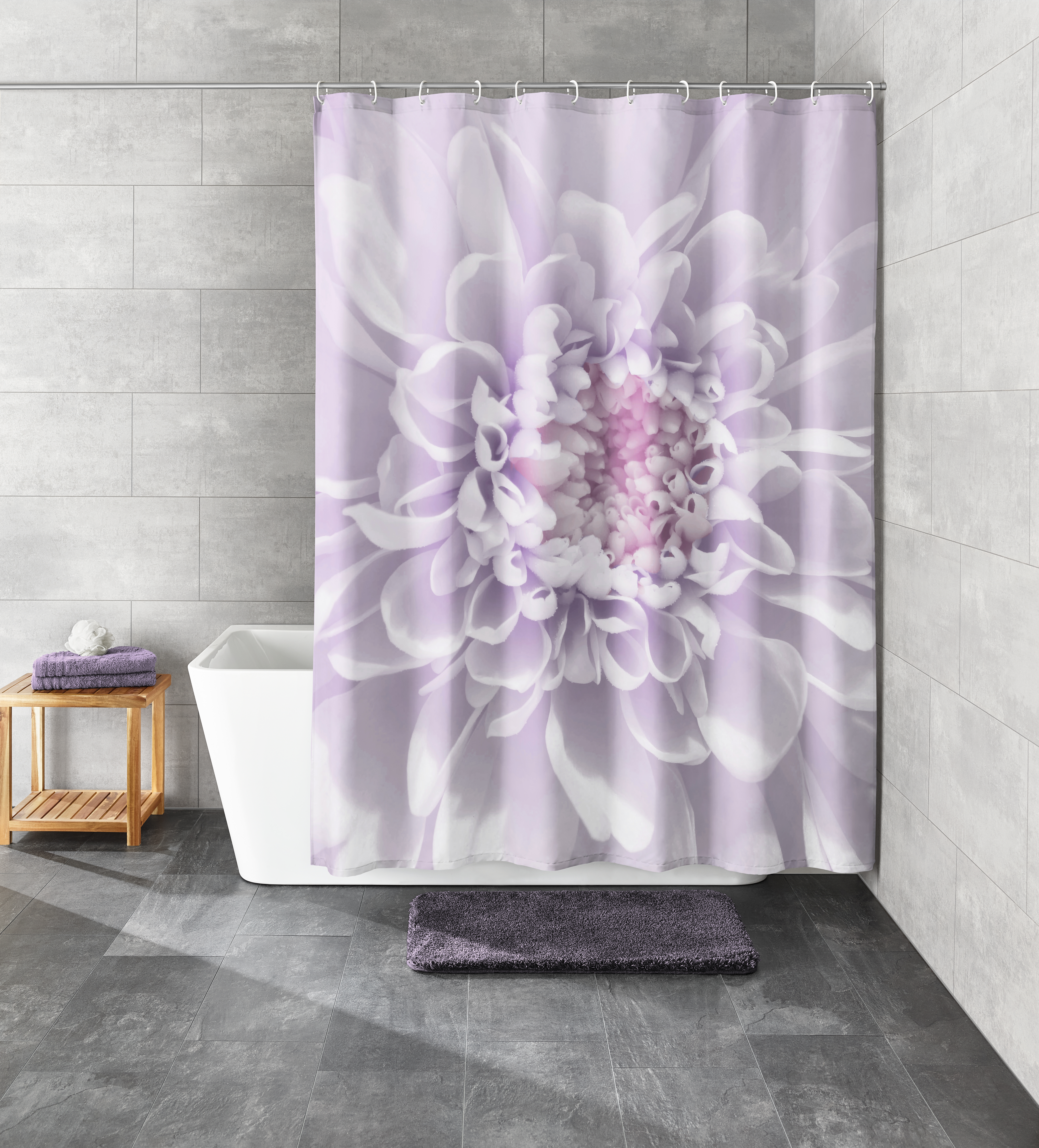 Duschvorhang TXT, Dahlia Lavendel, 180x200 cm