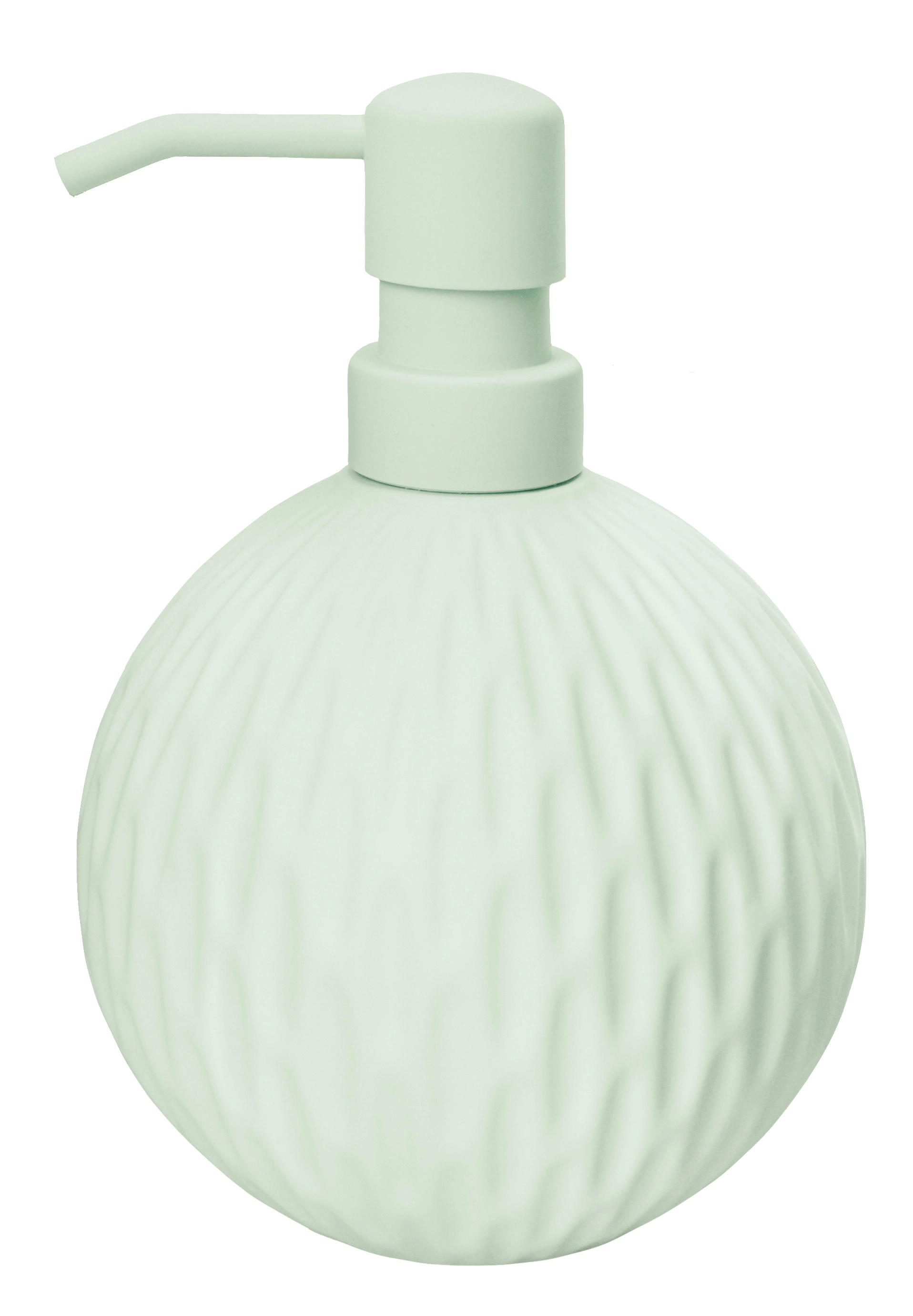 Mintgrüner Seifenspender mit strukturierter Oberfläche und modernem Design. Ideal für stilvolle Badezimmer.