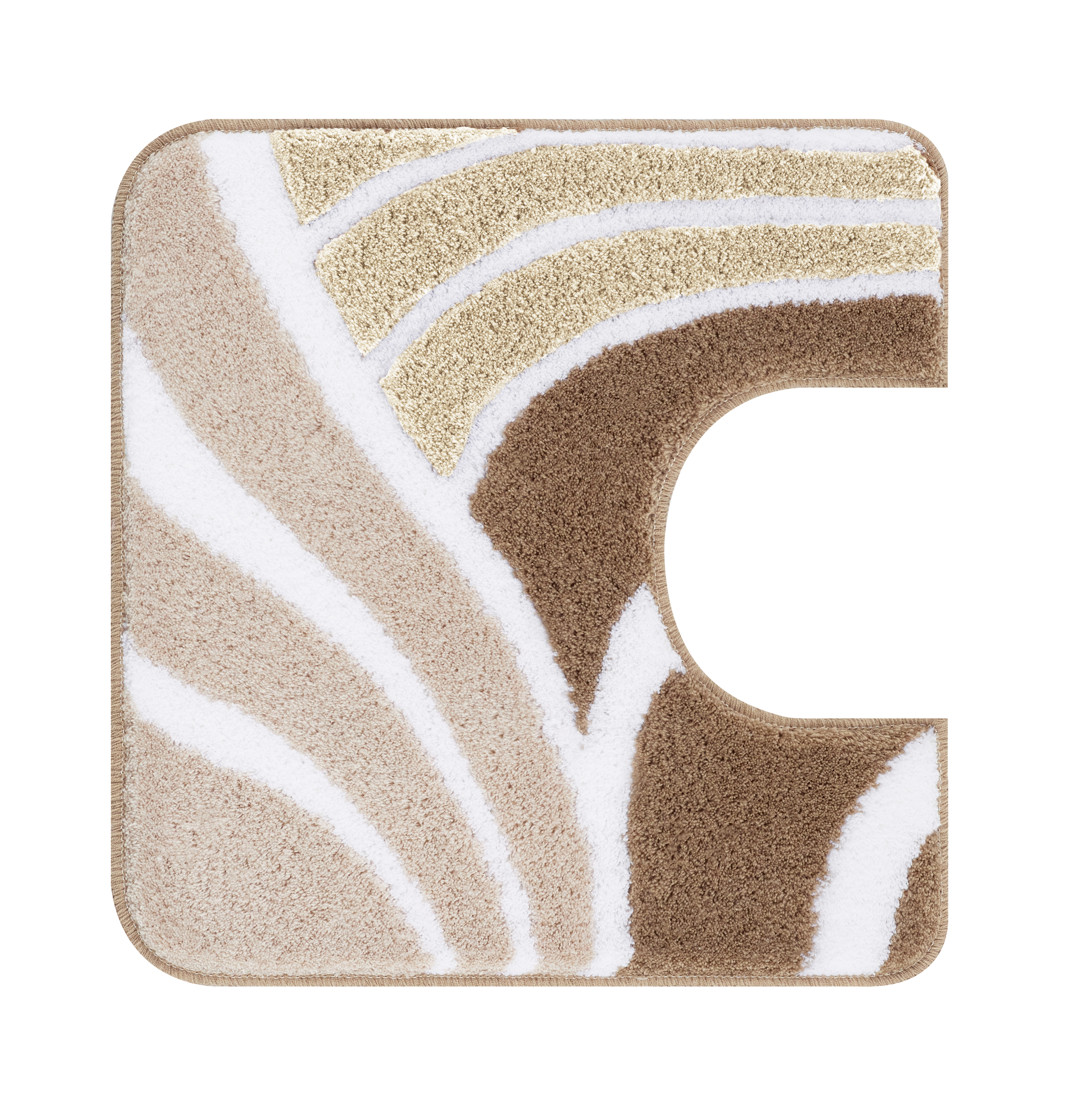 WC-Vorleger FLAME Taupe 55 x 55 cm mit Ausschnitt Badezimmerteppich in Beige- und Brauntönen mit abstraktem Muster und Ausschnitt für WC. Weiche, flauschige Textur.