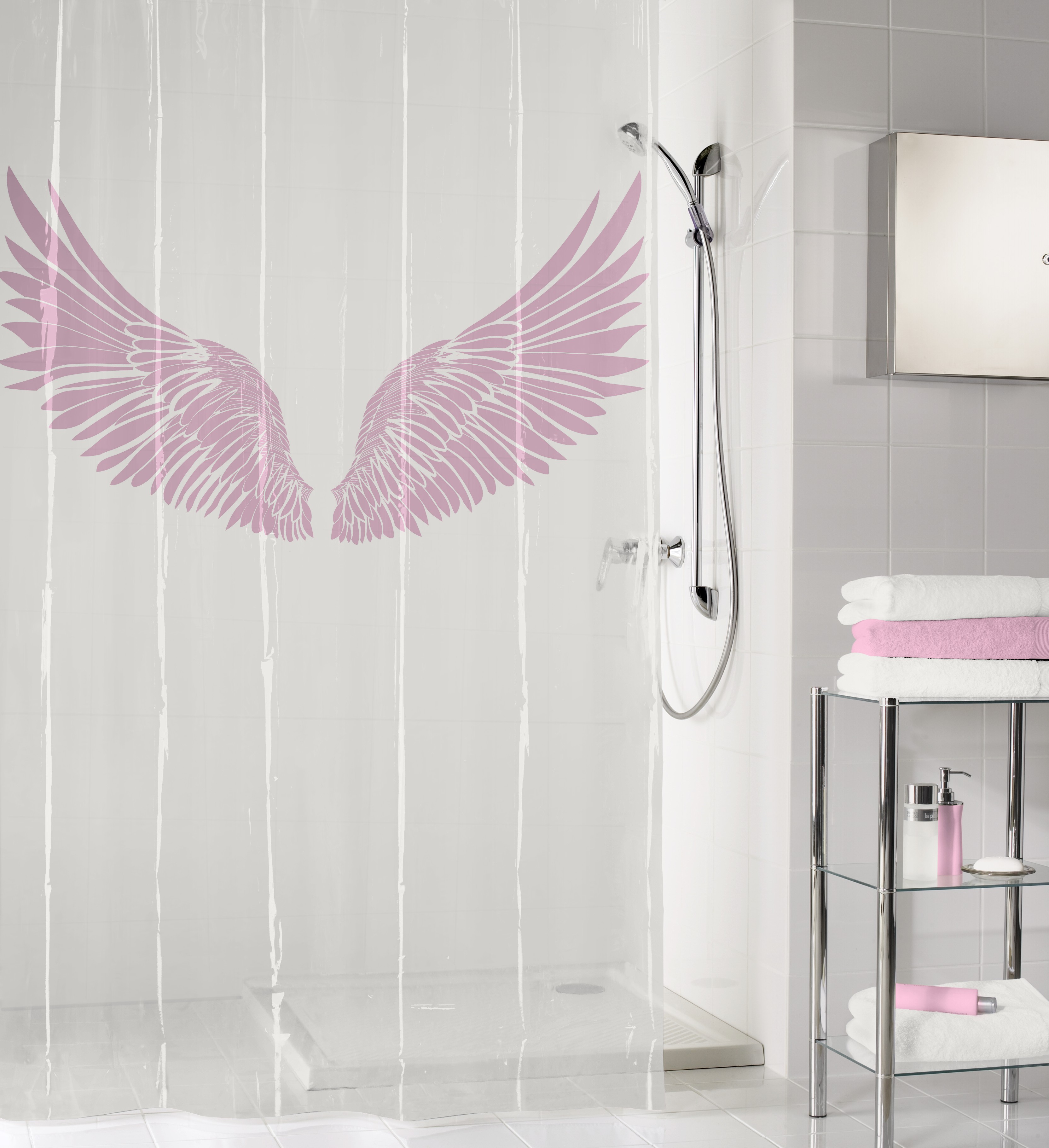 Duschvorhang PEVA, Wings Flamingo, 180x200 cm