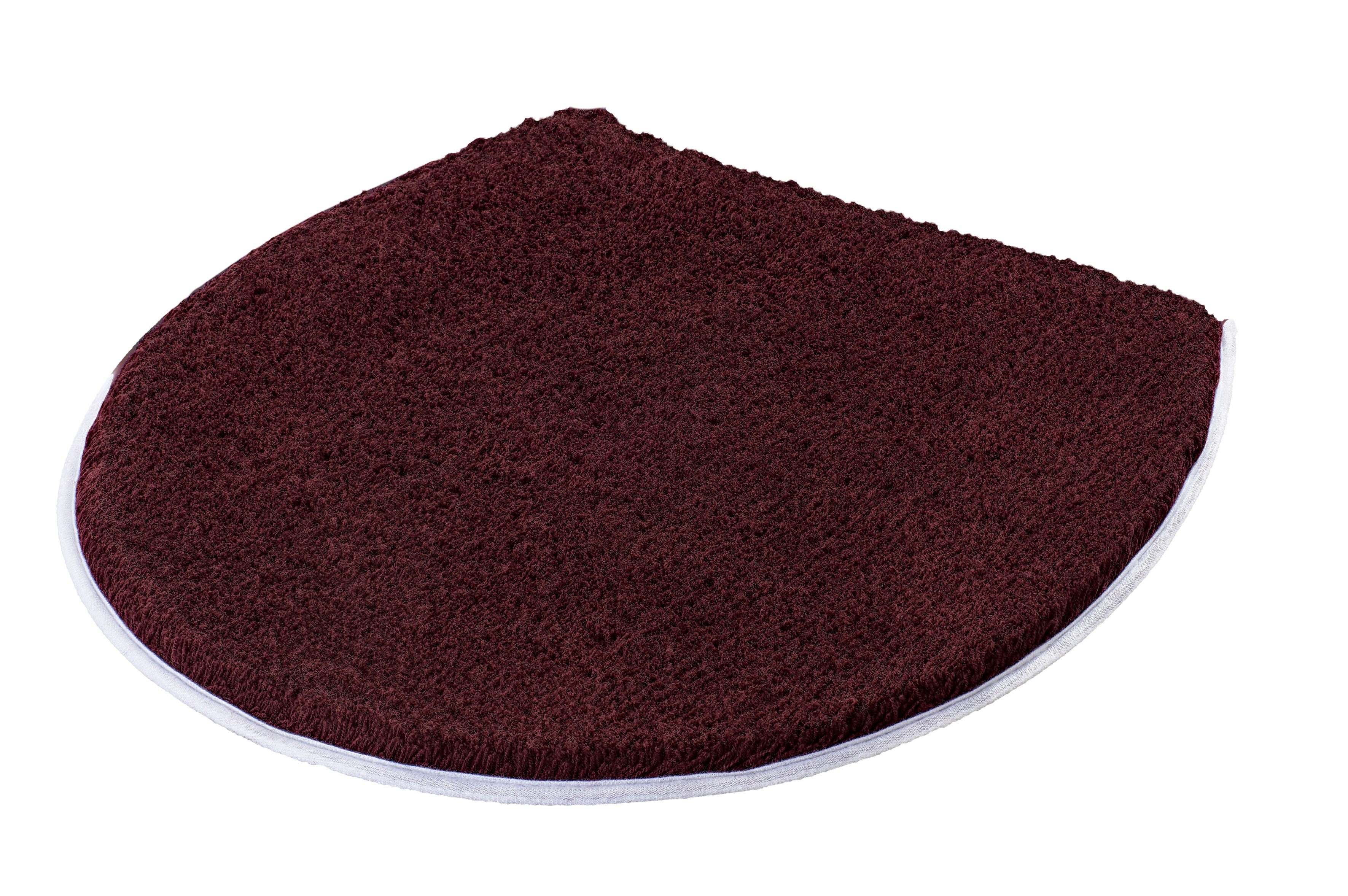 WC-Deckelbezug SOFT Beere 47 x 50 cm Halbrunder, weinroter Badteppich mit weicher Oberfläche und rutschfester Unterseite. Ideal für Badezimmer.